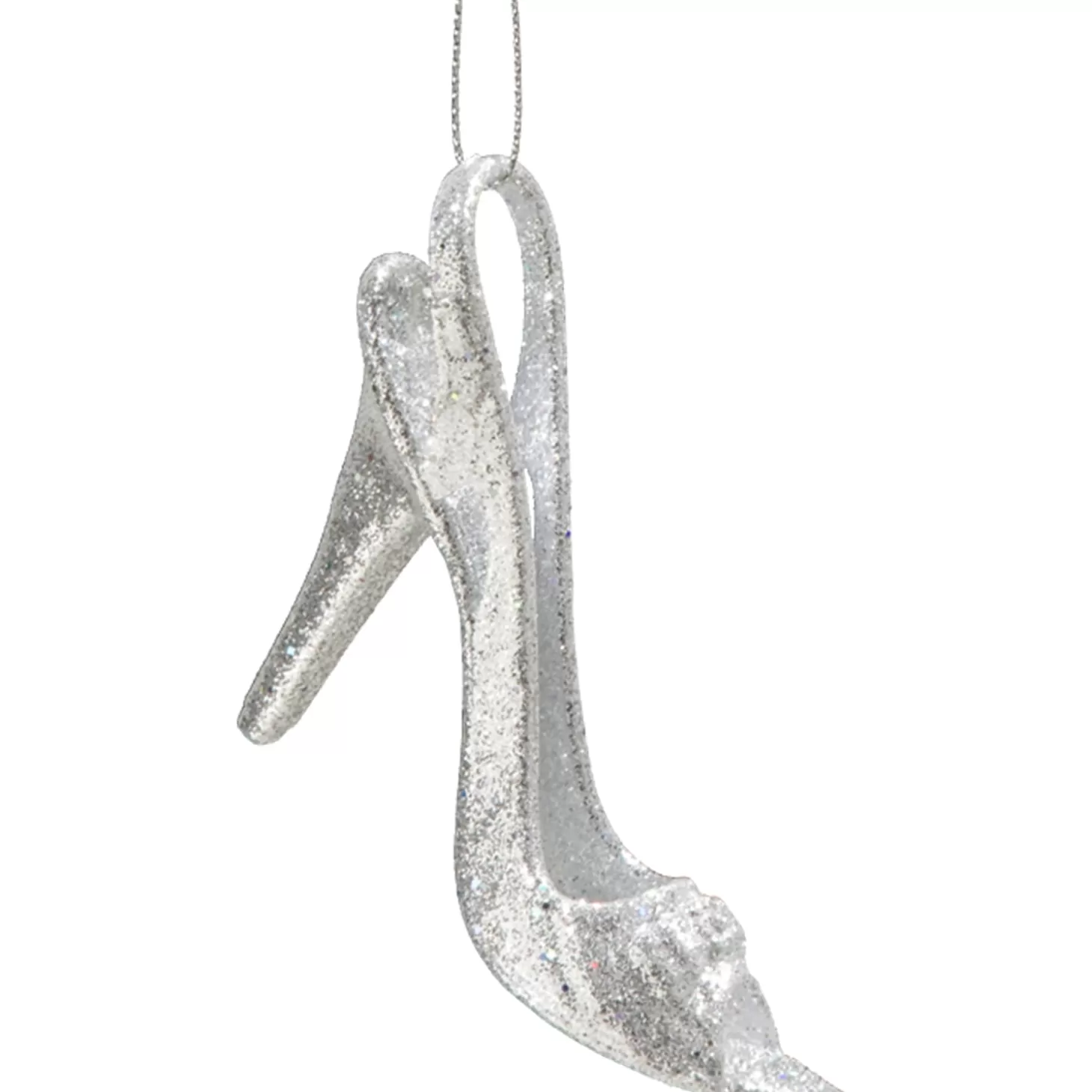 * Plastic Tree Decorations>High Heels, Silver With Glitter