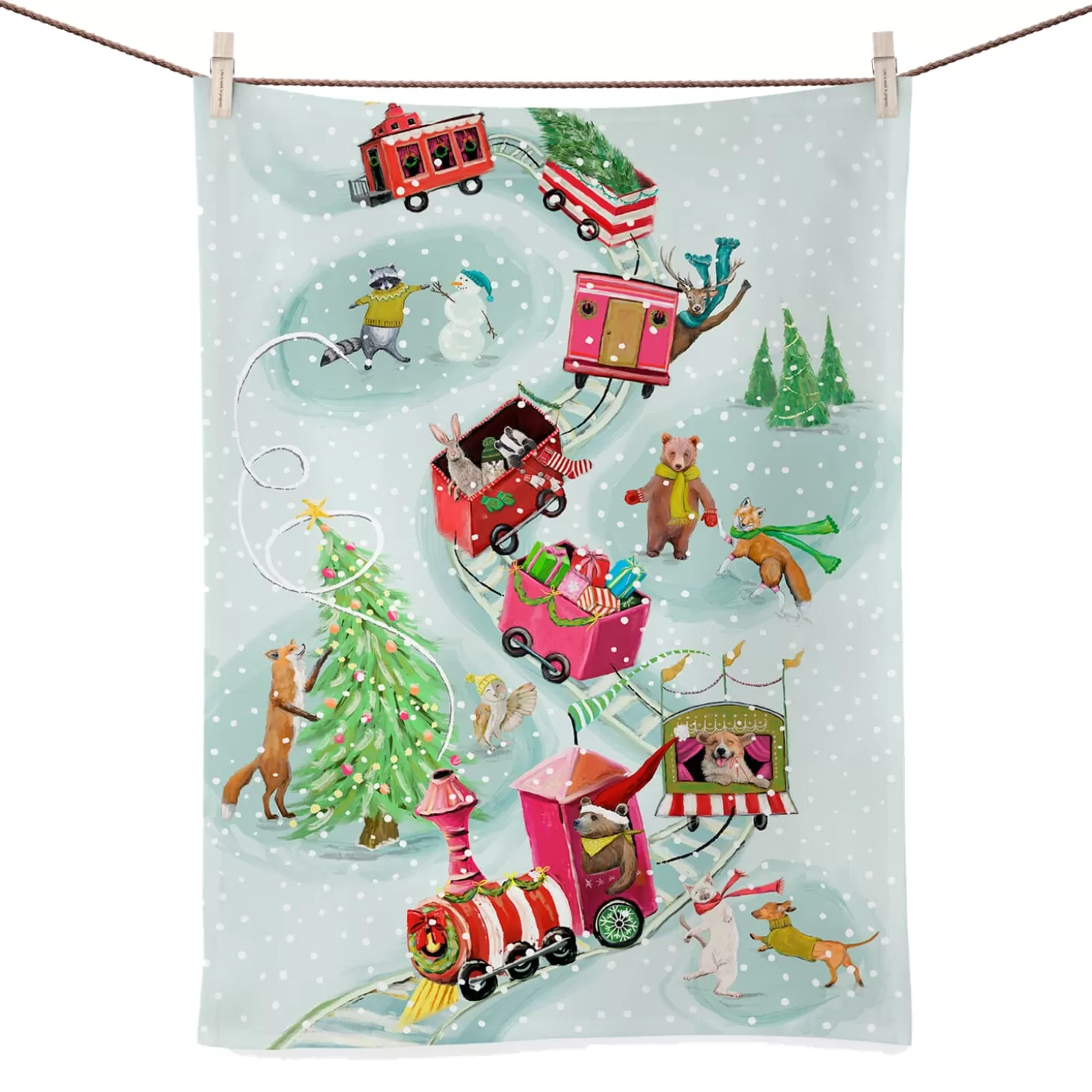 * Table Decorations>Holiday - Animal Train Tea Towel