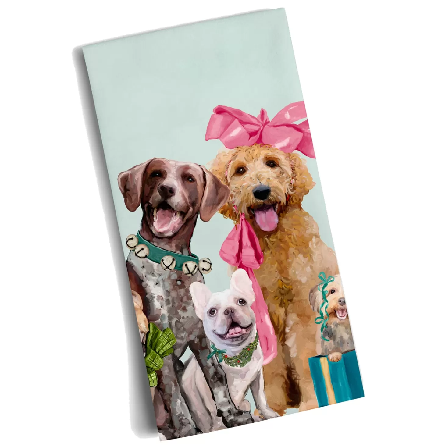 * Table Decorations>Holiday - Festive Puppy Pack Bright Tea Towel