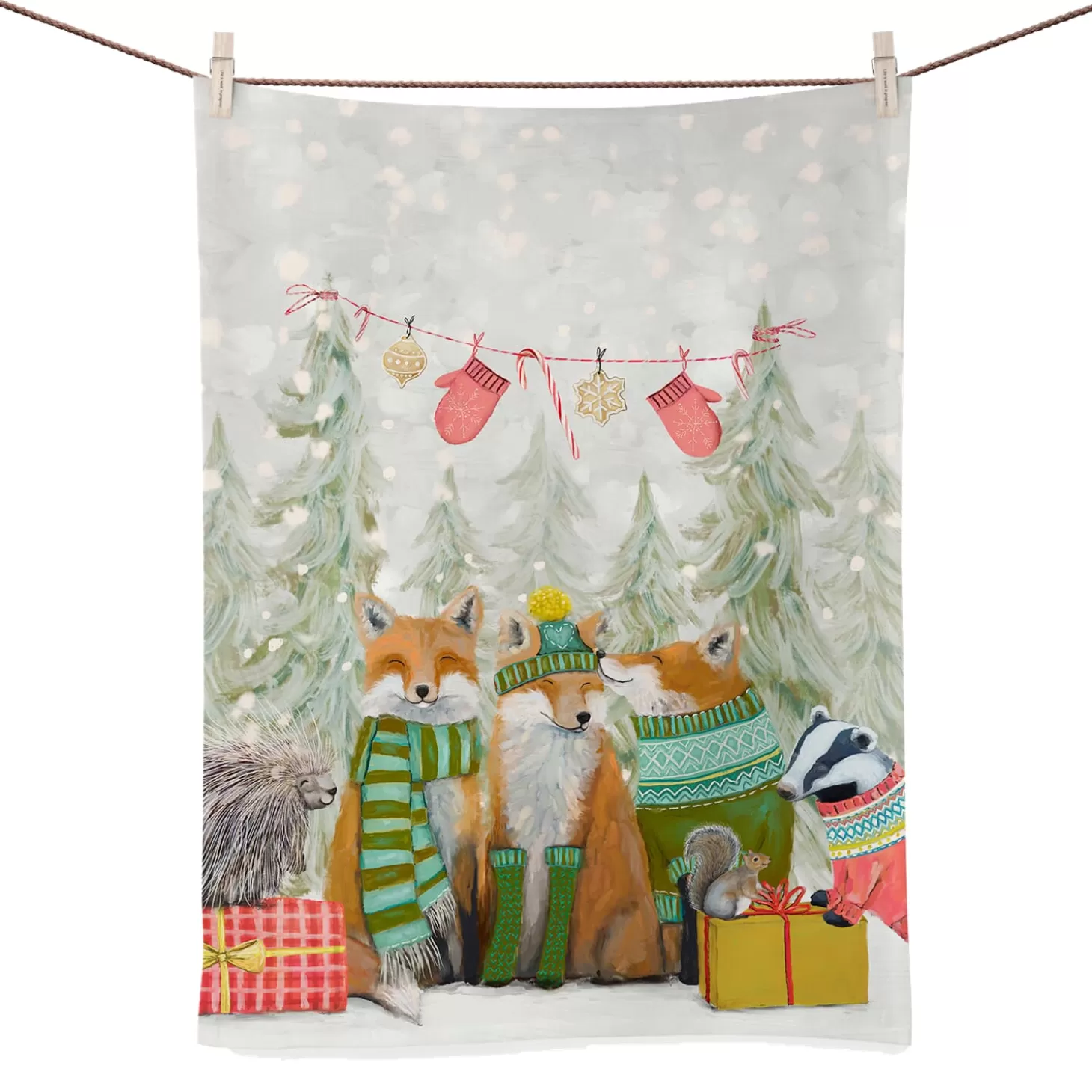 * Table Decorations>Holiday - Santa Claws Tea Towel