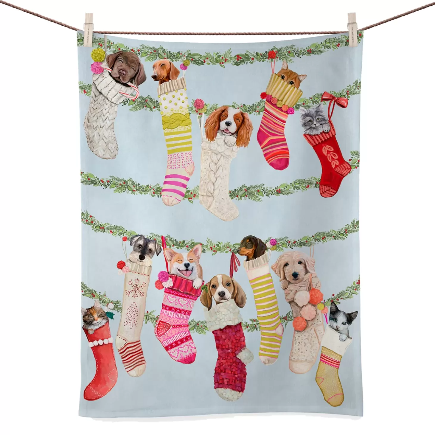 * Table Decorations>Holiday - Sweet Stockings Tea Towel