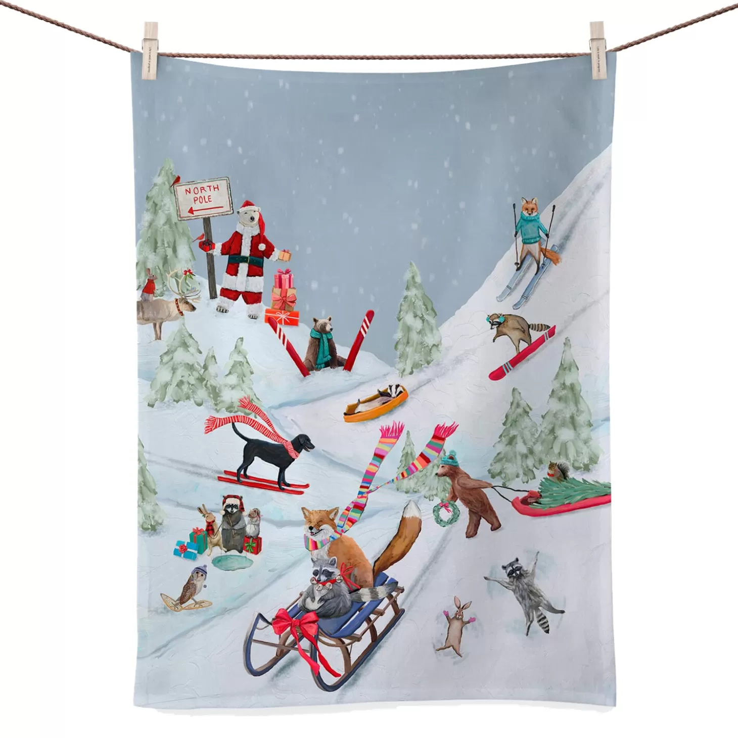 * Table Decorations>Holiday - Winter Fun For Everyone Tea Towel