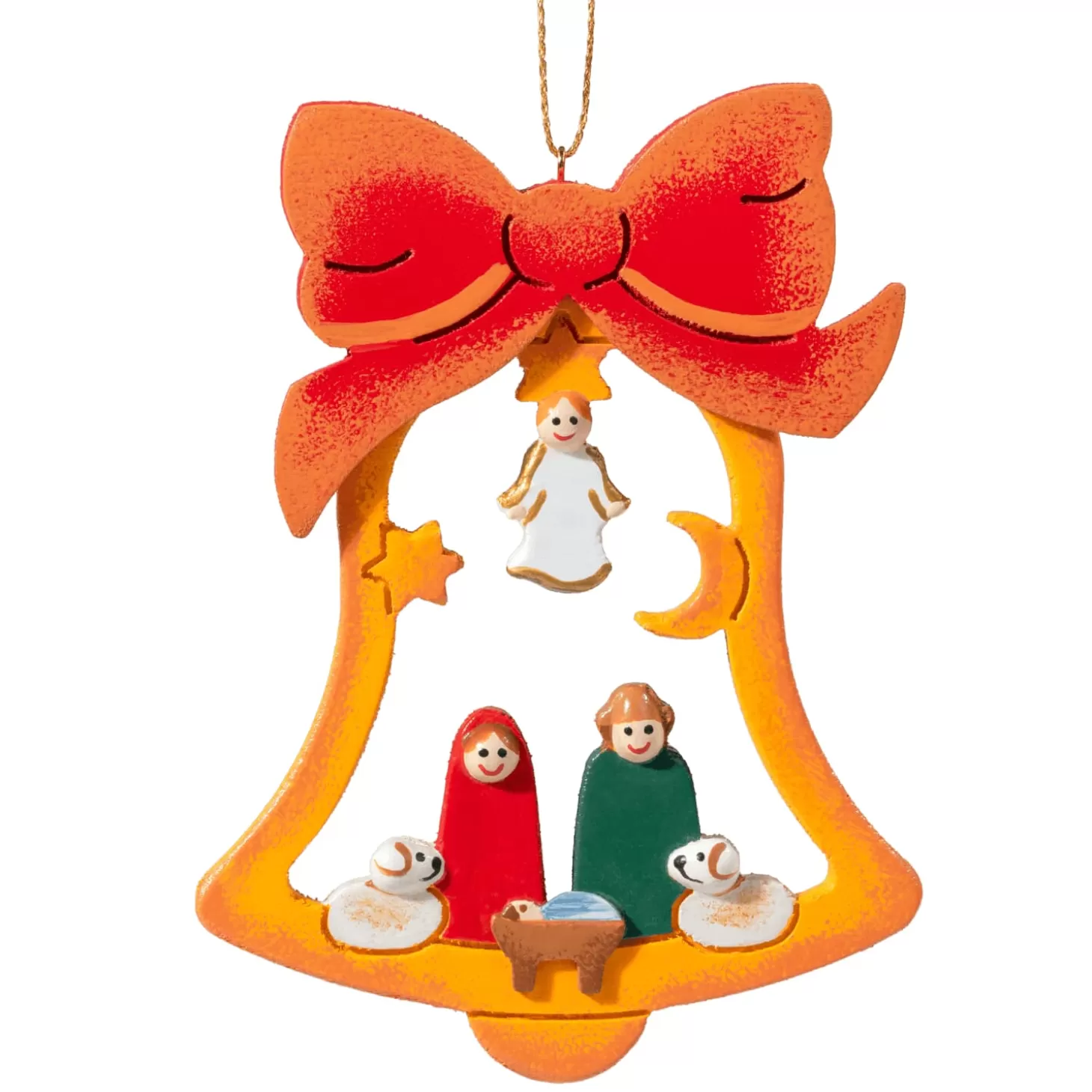 * Wood Tree Decorations>Holy Family In Bell