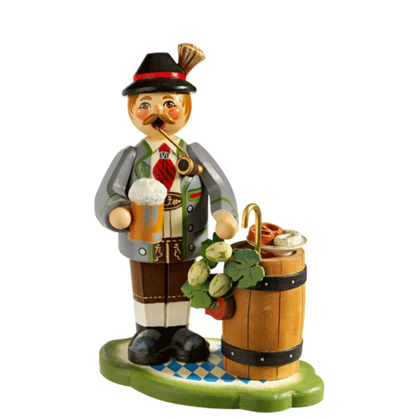 * Bavaria Souvenirs>Holzknoddl "Bavarian With Beer Barrel", Incense Smoker