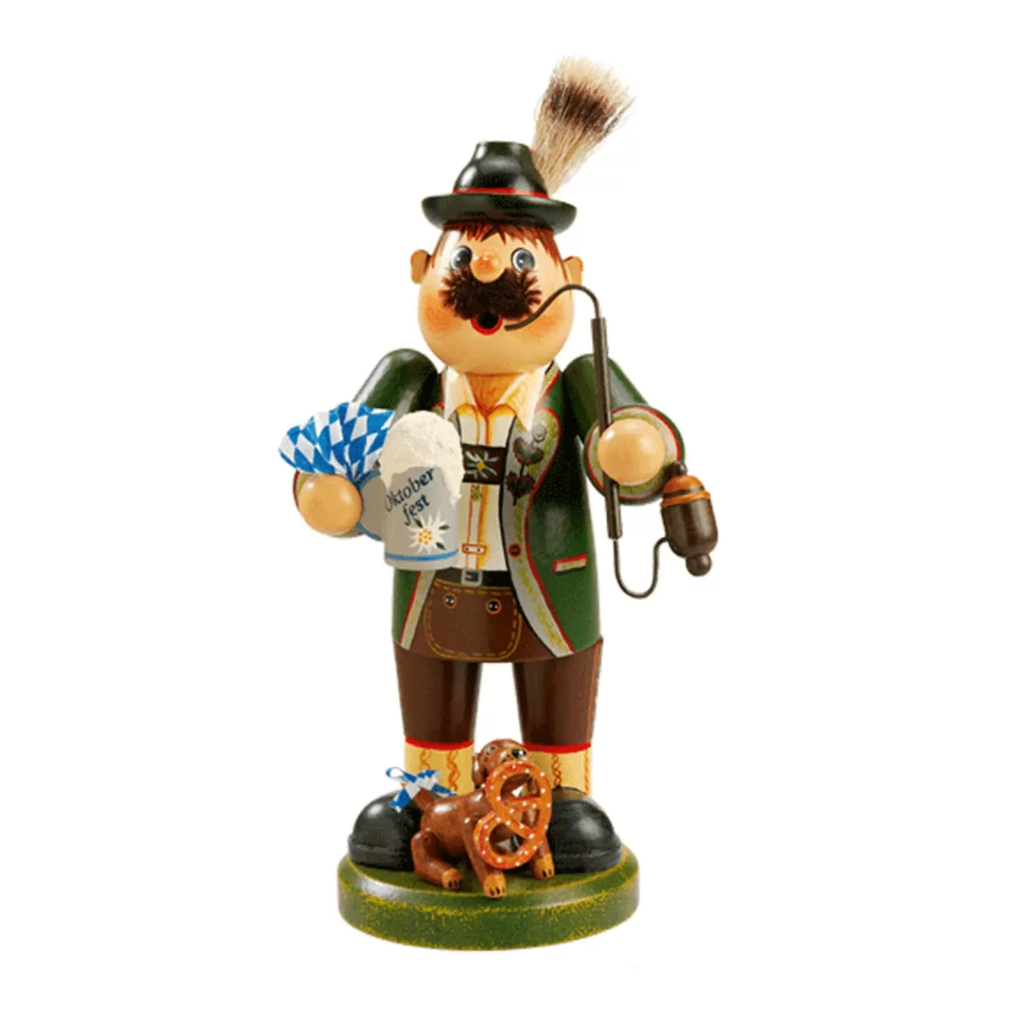 * Bavaria Souvenirs>Holzknoddl "Bavarian With Dog", Incense Smoker