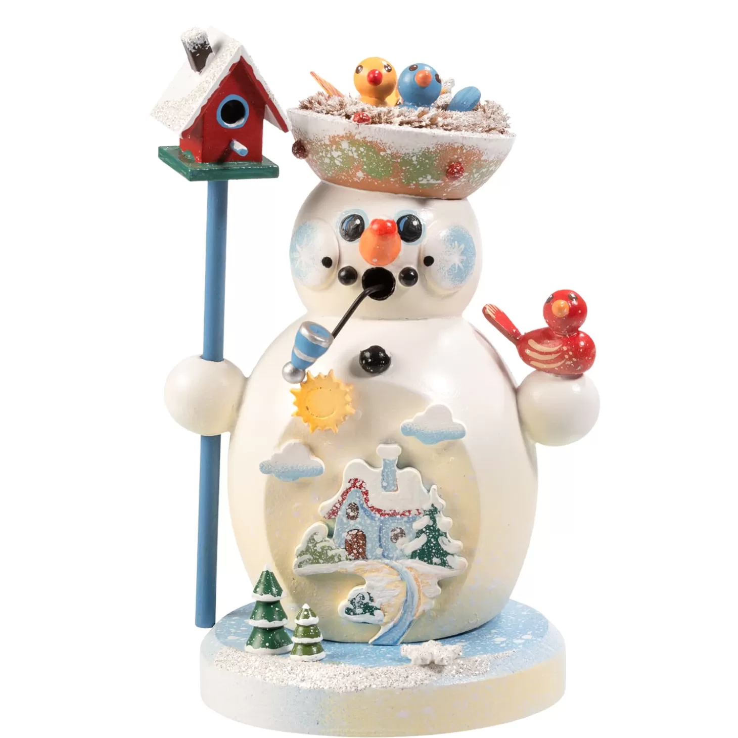 * Incense Smokers>Holzknoddl Snowman "Chirping Of The Birds", Incense Smoker