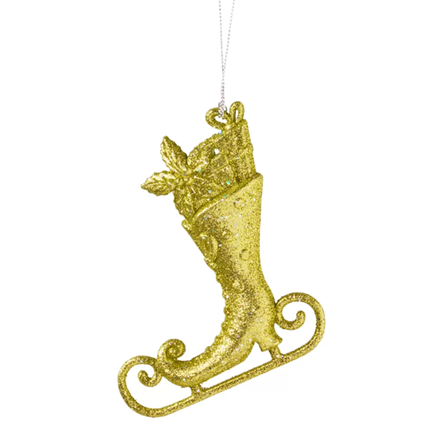 * Plastic Tree Decorations>Ice Skating Shoe With Golden Glimmer