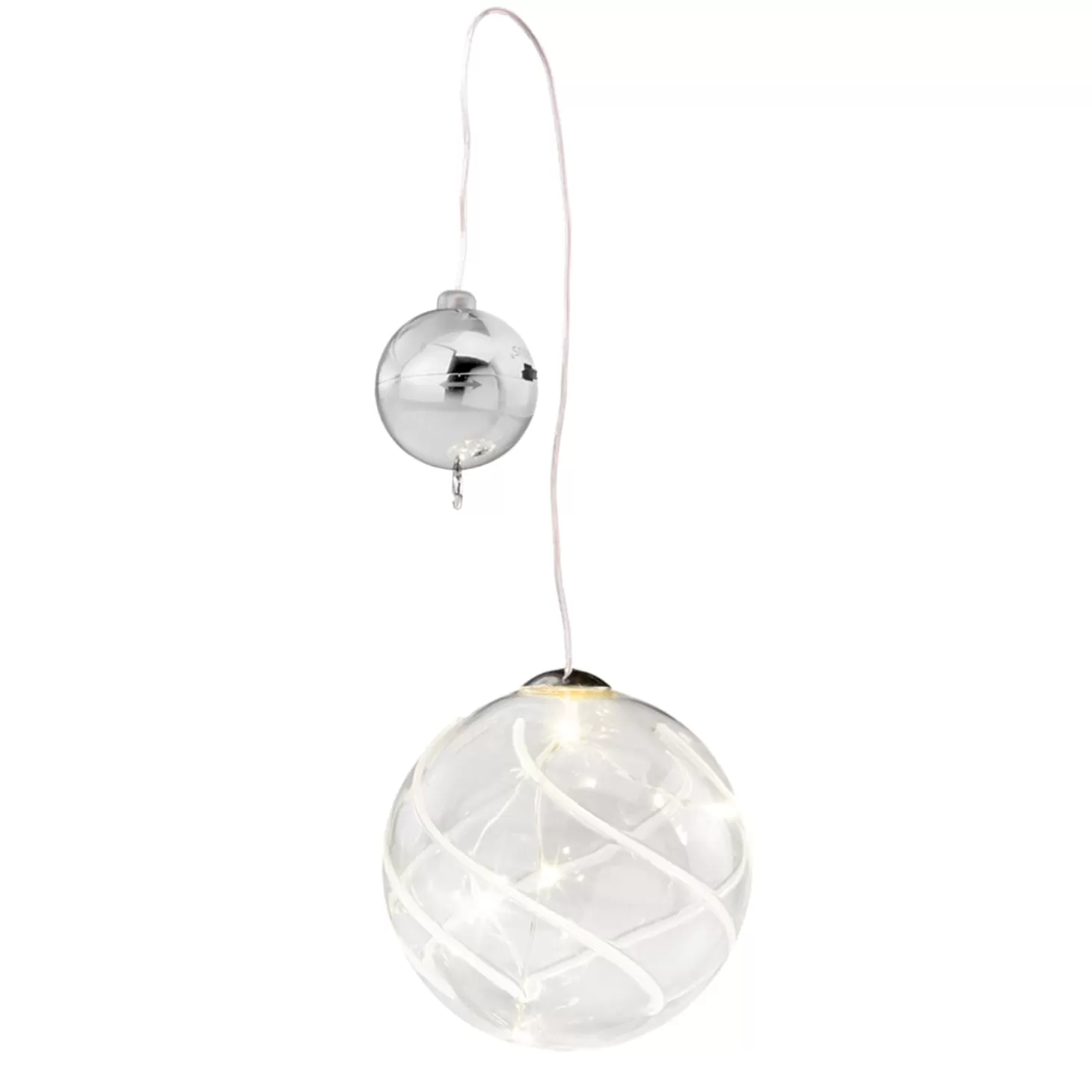 * Tree Baubles And Set Offers>Illuminated Bauble With Stripes, 7.5 Cm