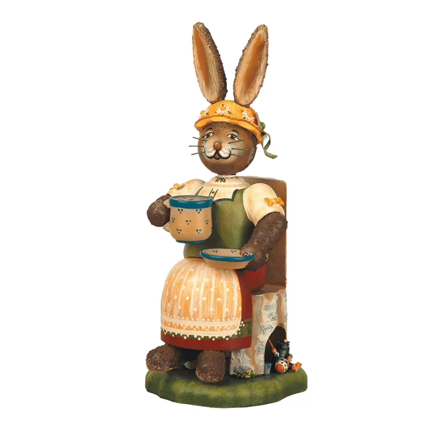 Hubrig Volkskunst Hubrig Miniatures>Incense Smoker Rabbit The Coffee Drinker