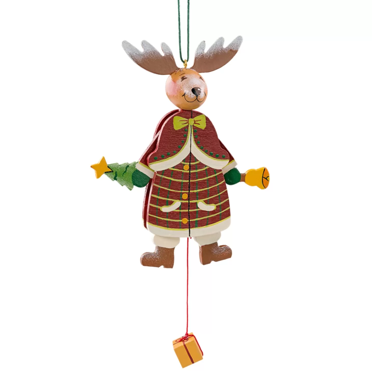 * Wood Tree Decorations>Jumping Jack Christmas Moose