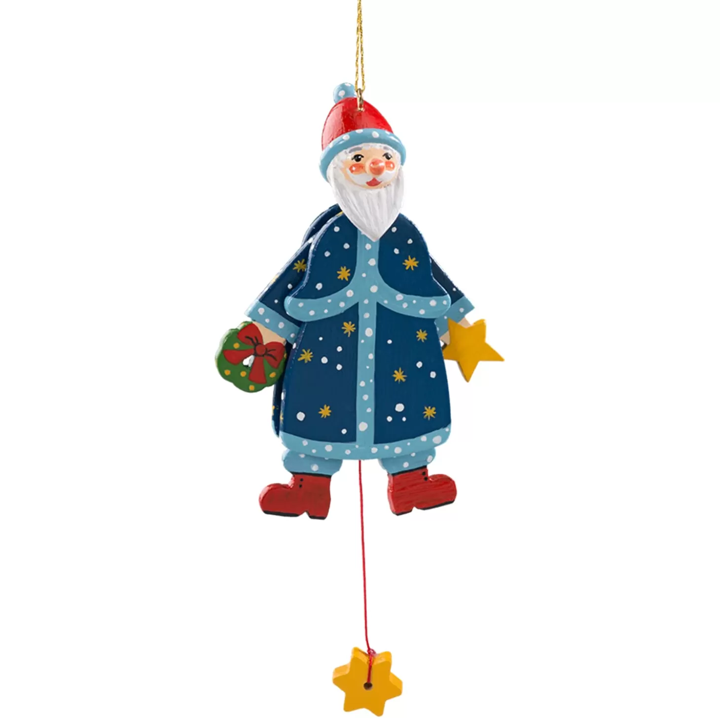 * Wood Tree Decorations>Jumping Jack Santa Claus