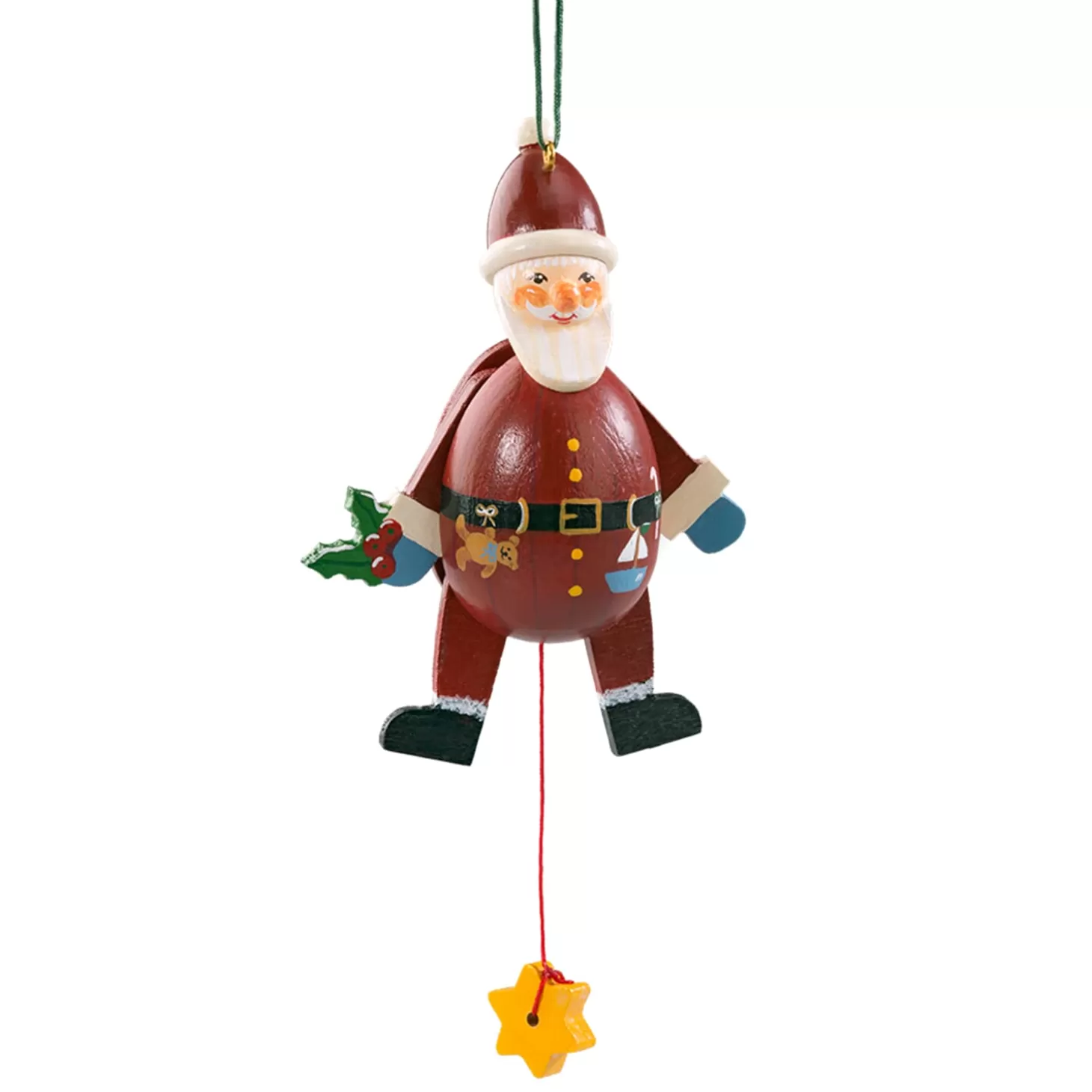 * Wood Tree Decorations>Jumping Jack Santa Claus Round