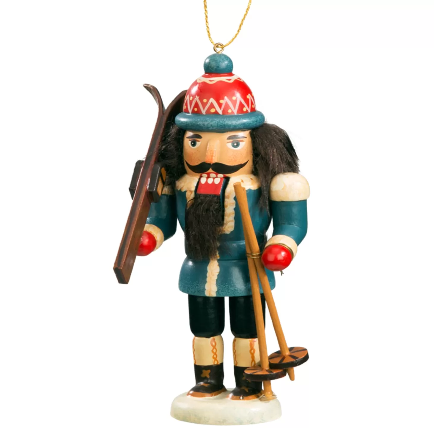 * Wood Tree Decorations>Miniknackl "Skier", 3.7 Inch