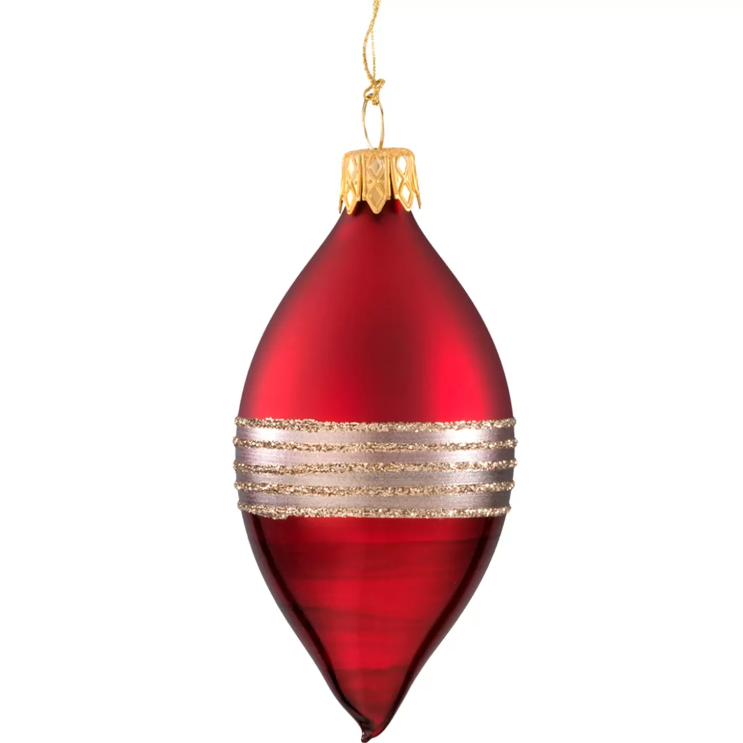 * Tree Baubles And Set Offers>Olive Dark Red Matt/Varnish With Glitter Ribbon