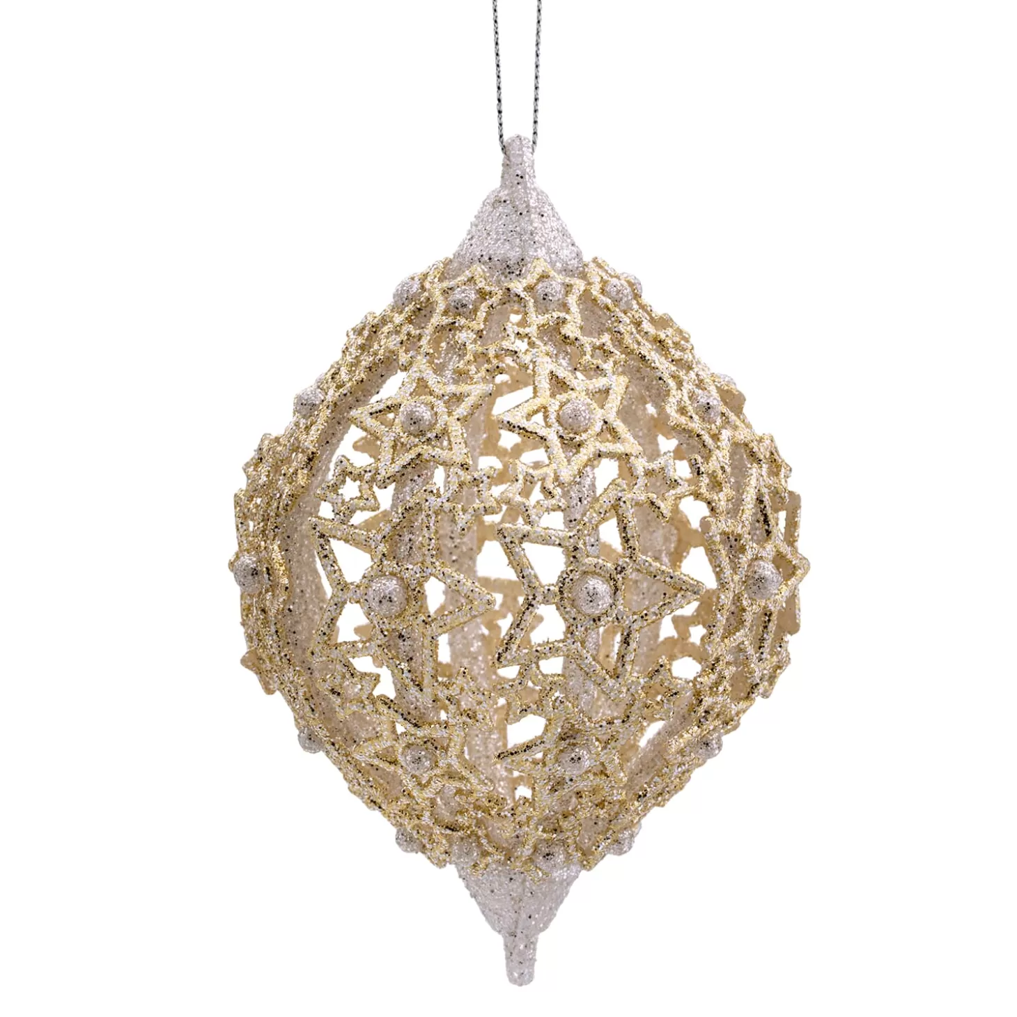 * Resin Tree Decorations>Olive With Filigree Stars, Gold