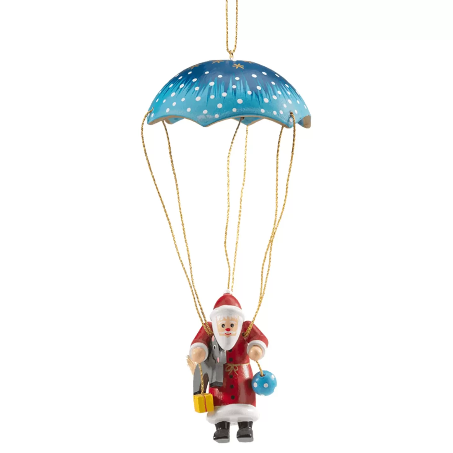 * Wood Tree Decorations>Parachuting Santa