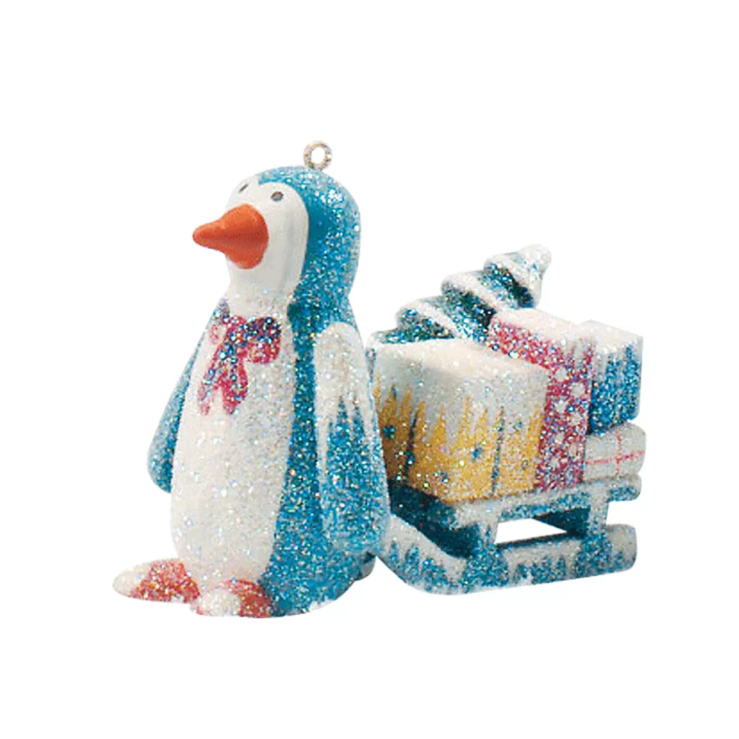 * Wood Tree Decorations>Penguin With Sleigh