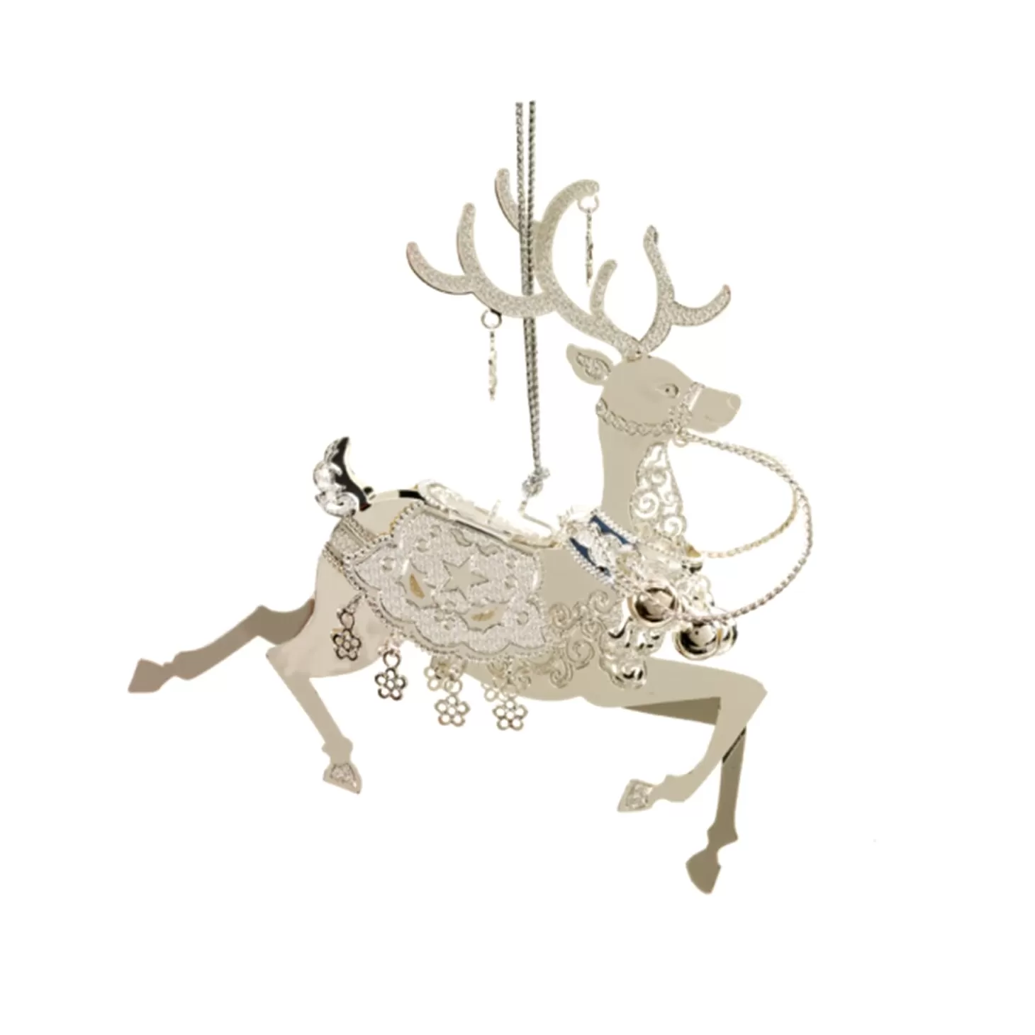 * Brass Tree Decorations>Reindeer, Silver-Plated