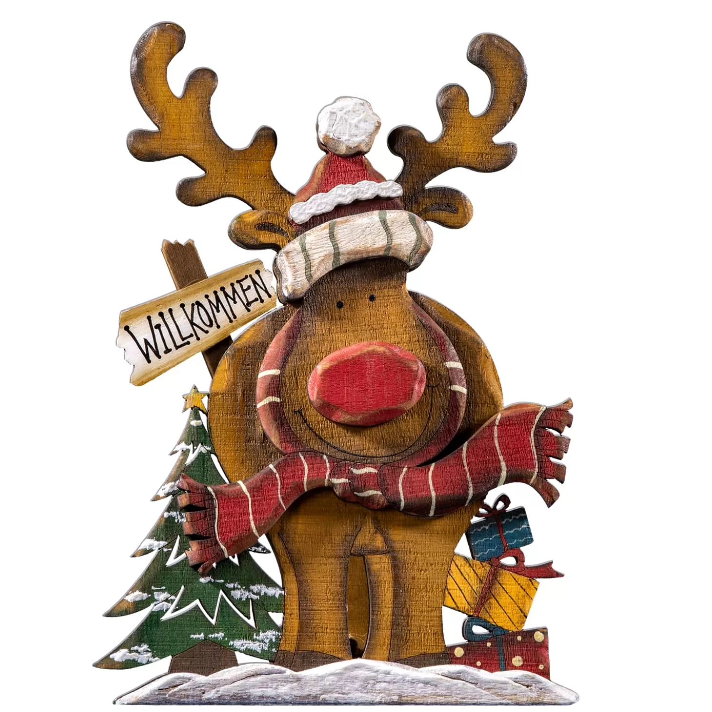 * Decorative Figurines>Reindeer "Willkommen" (Welcome)