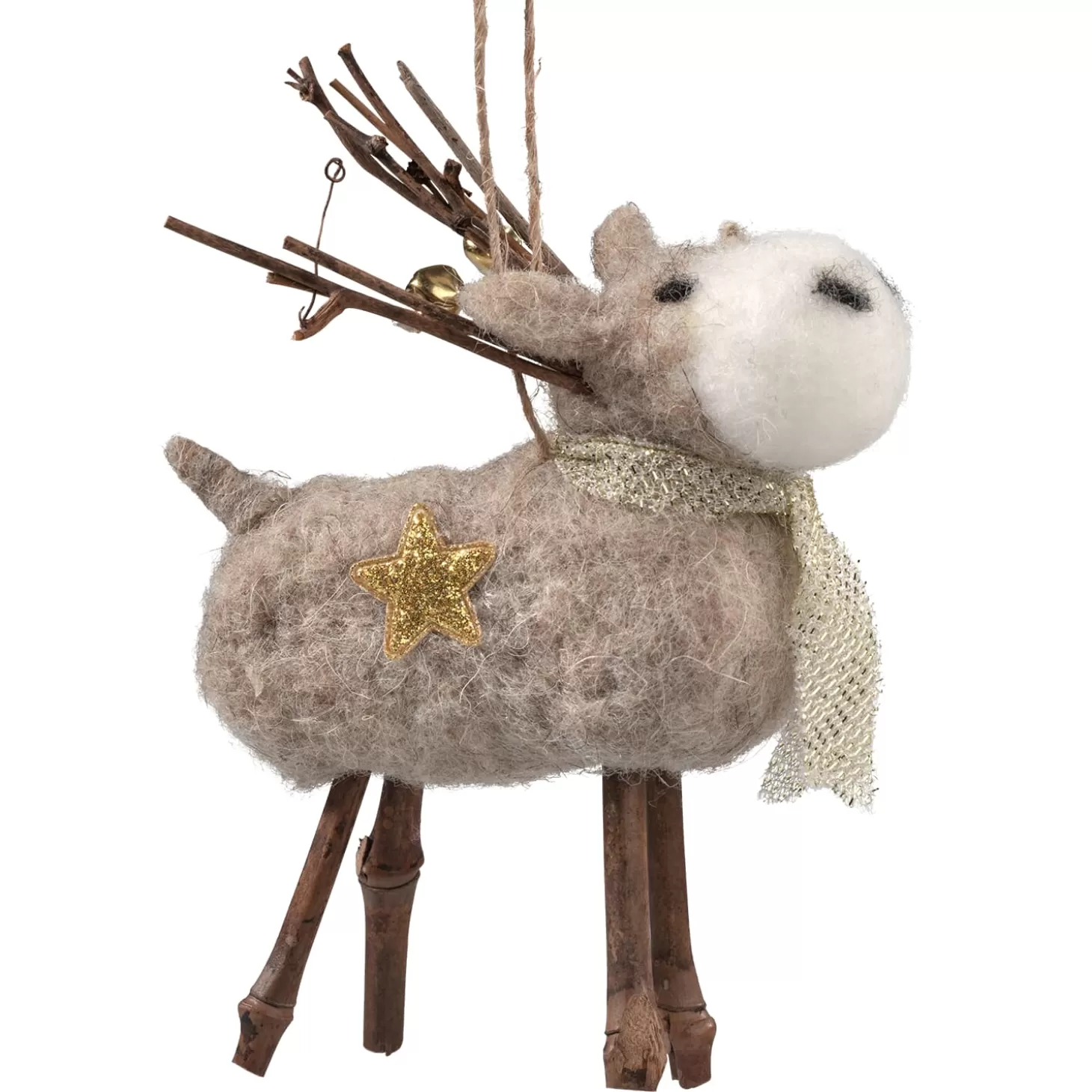 * Felt Tree Decorations>Reindeer With Scarf