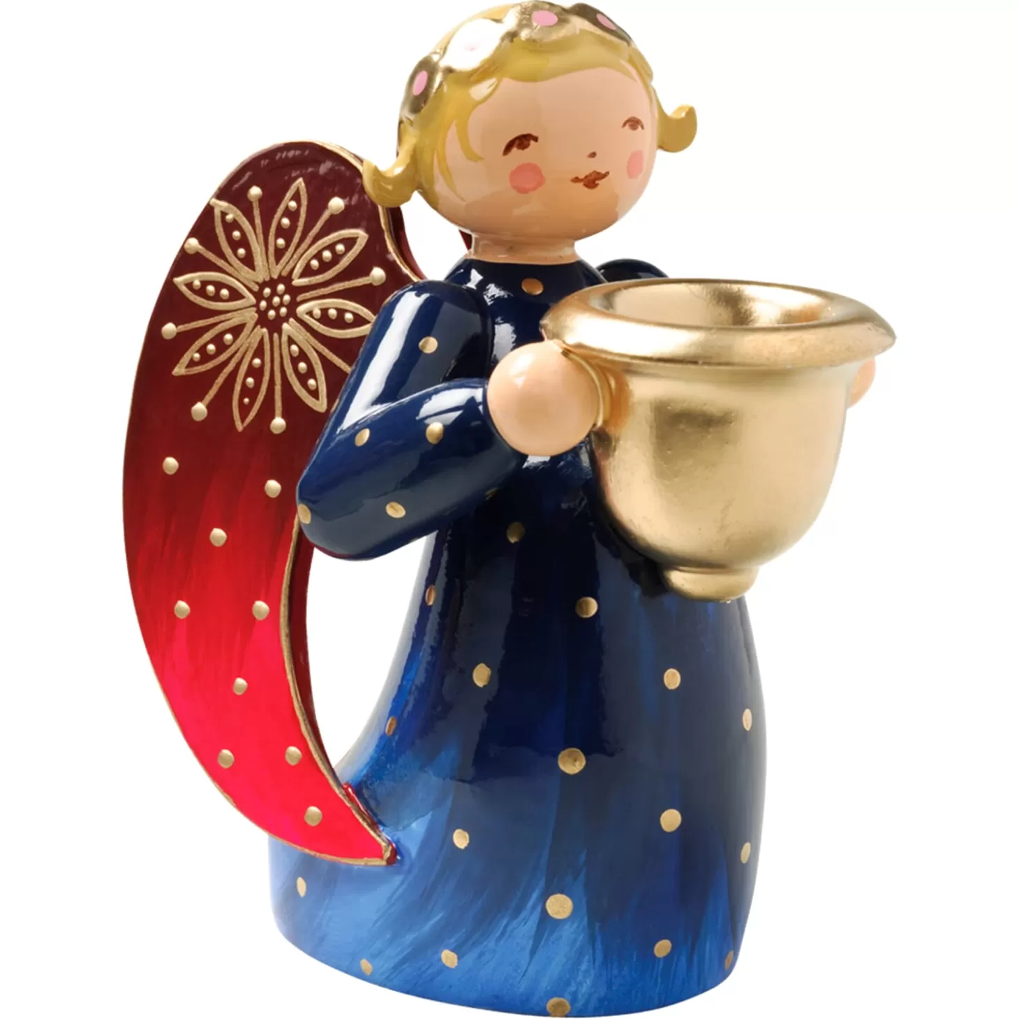 WENDT & KÜHN Decorative Figurines>Richly Painted Angel, With Candle Holder, Kneeling