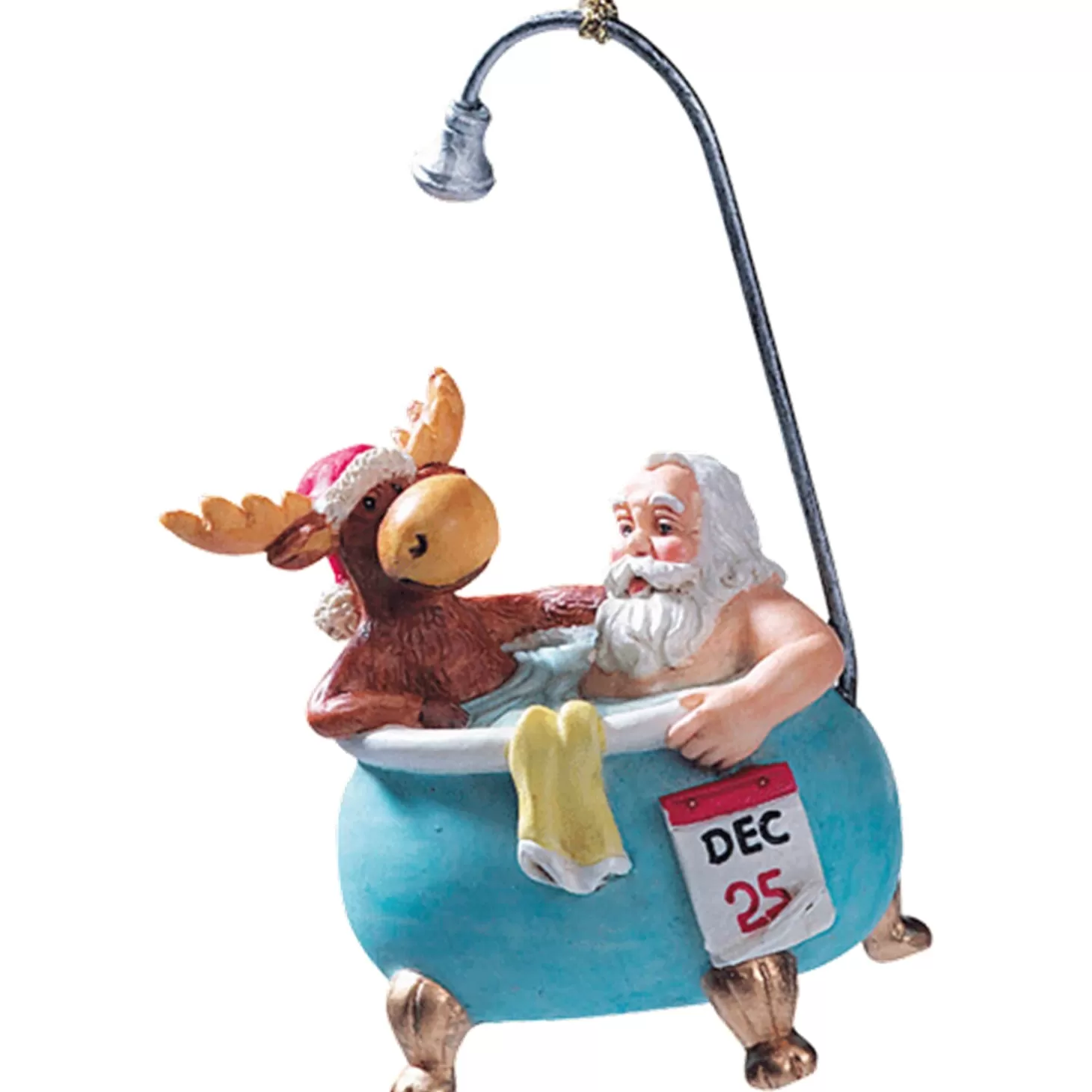 * Resin Tree Decorations>Santa And Reindeer In Bathtub