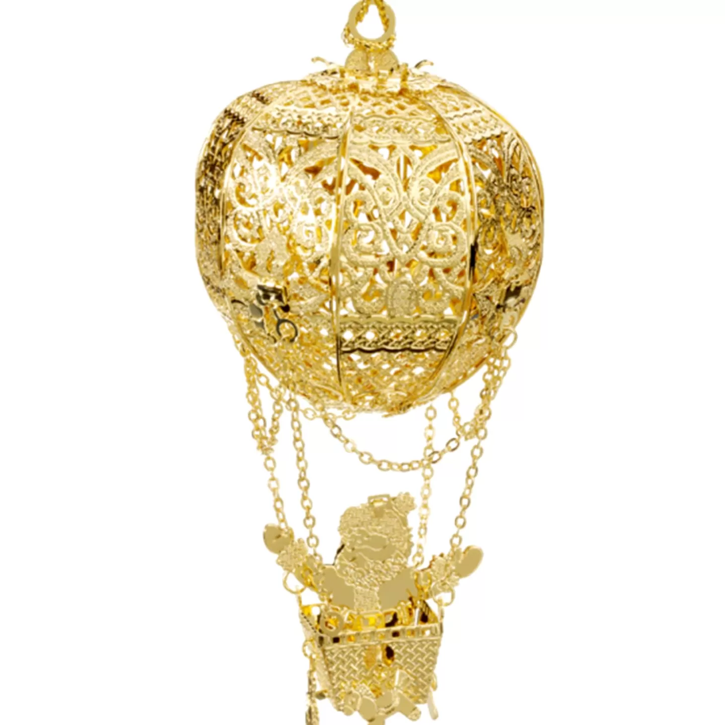 * Brass Tree Decorations>Santa Claus In Balloon, Gold-Plated