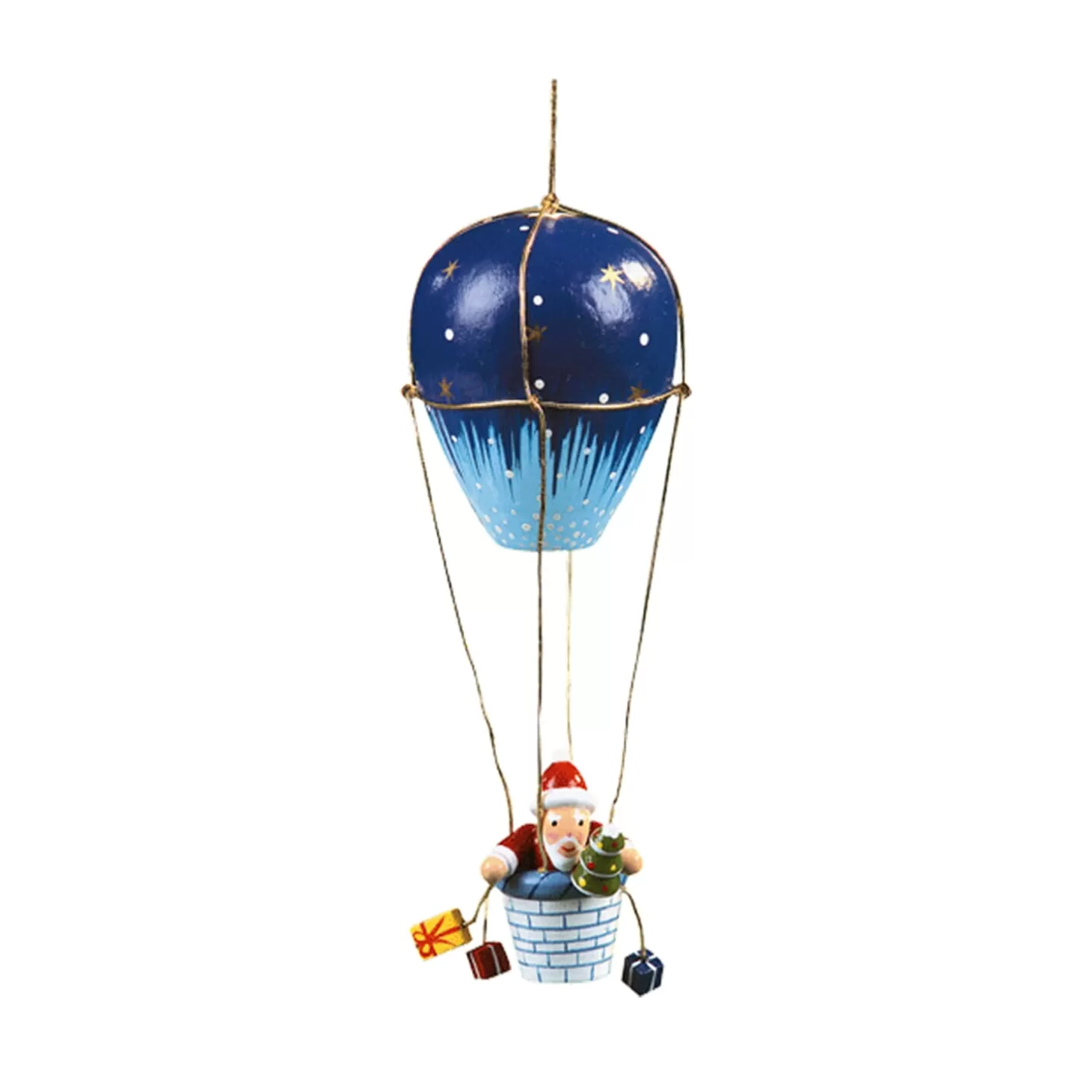 * Wood Tree Decorations>Santa In Air Balloon