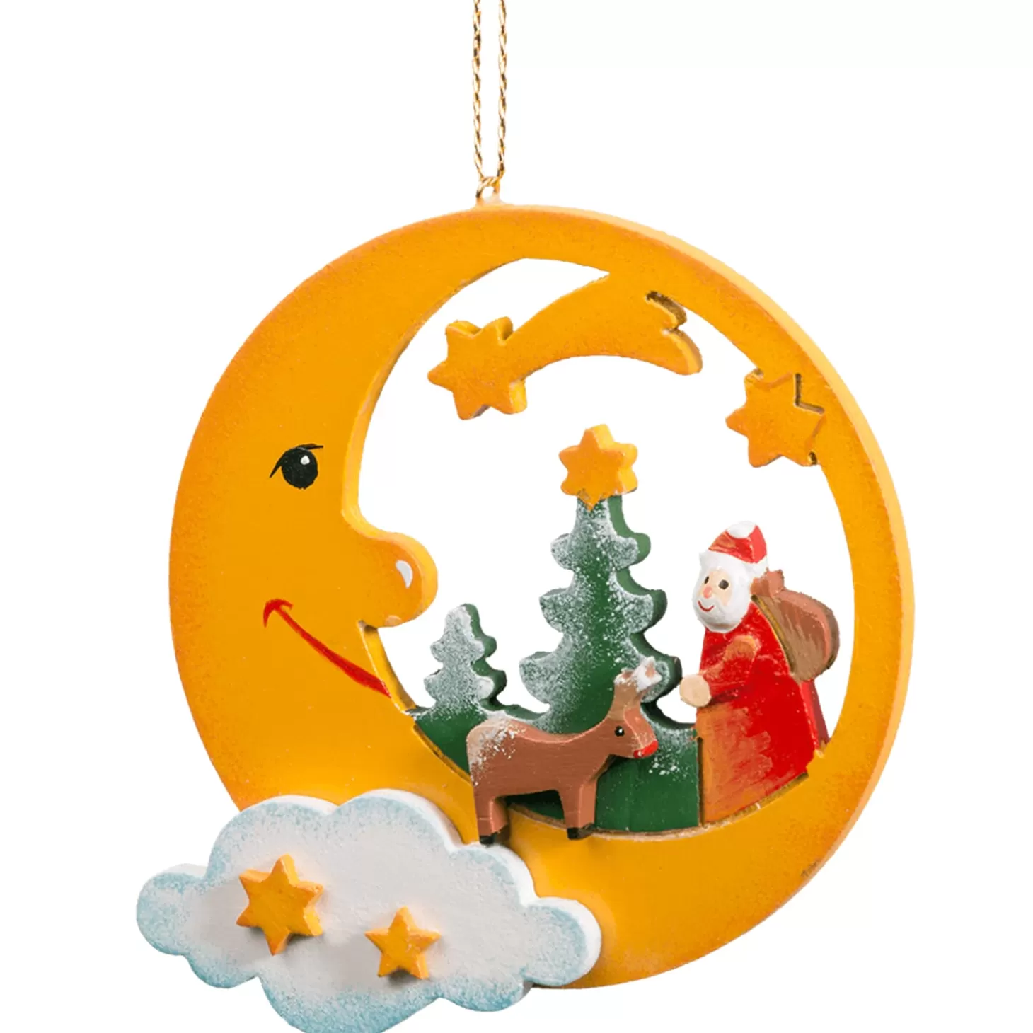 * Wood Tree Decorations>Santa In The Moonlight