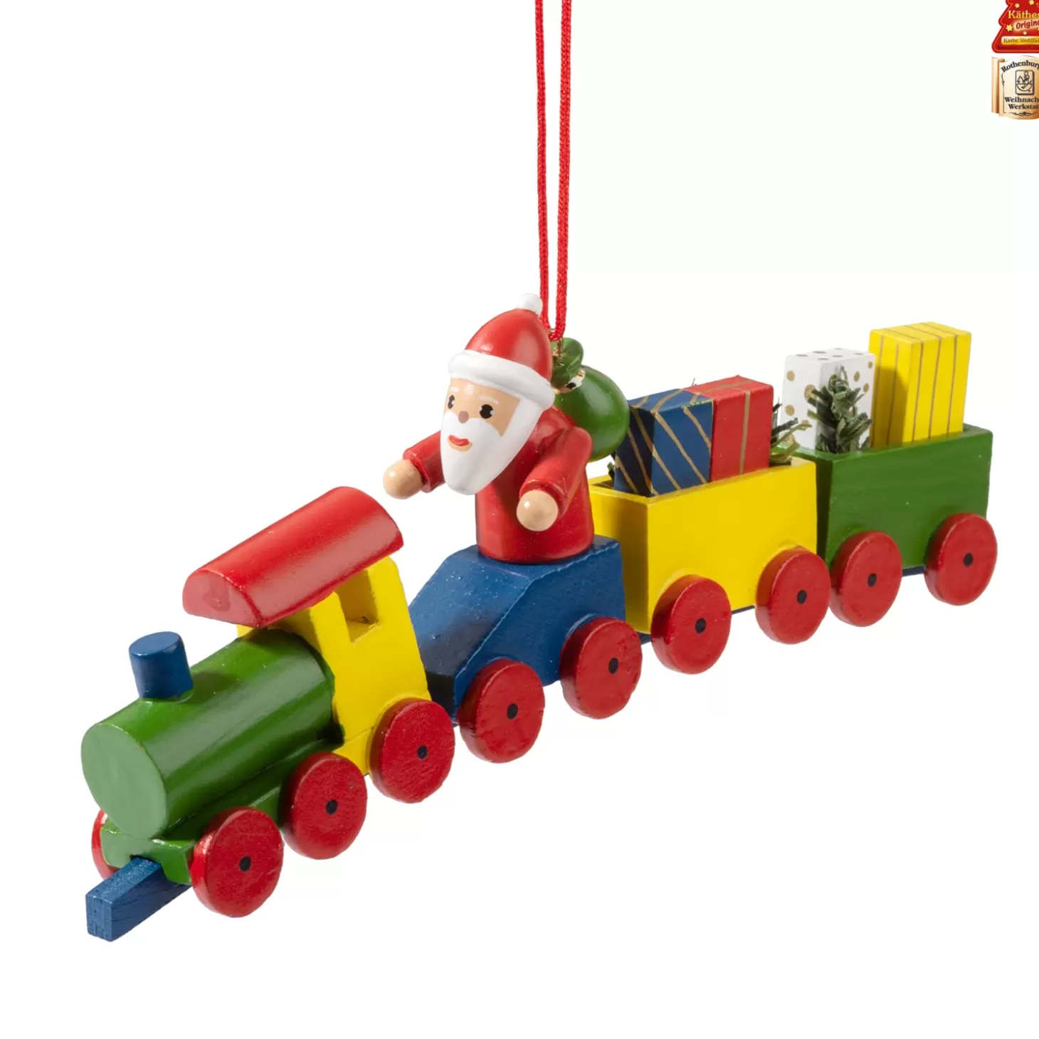 * Wood Tree Decorations>Santa On Train