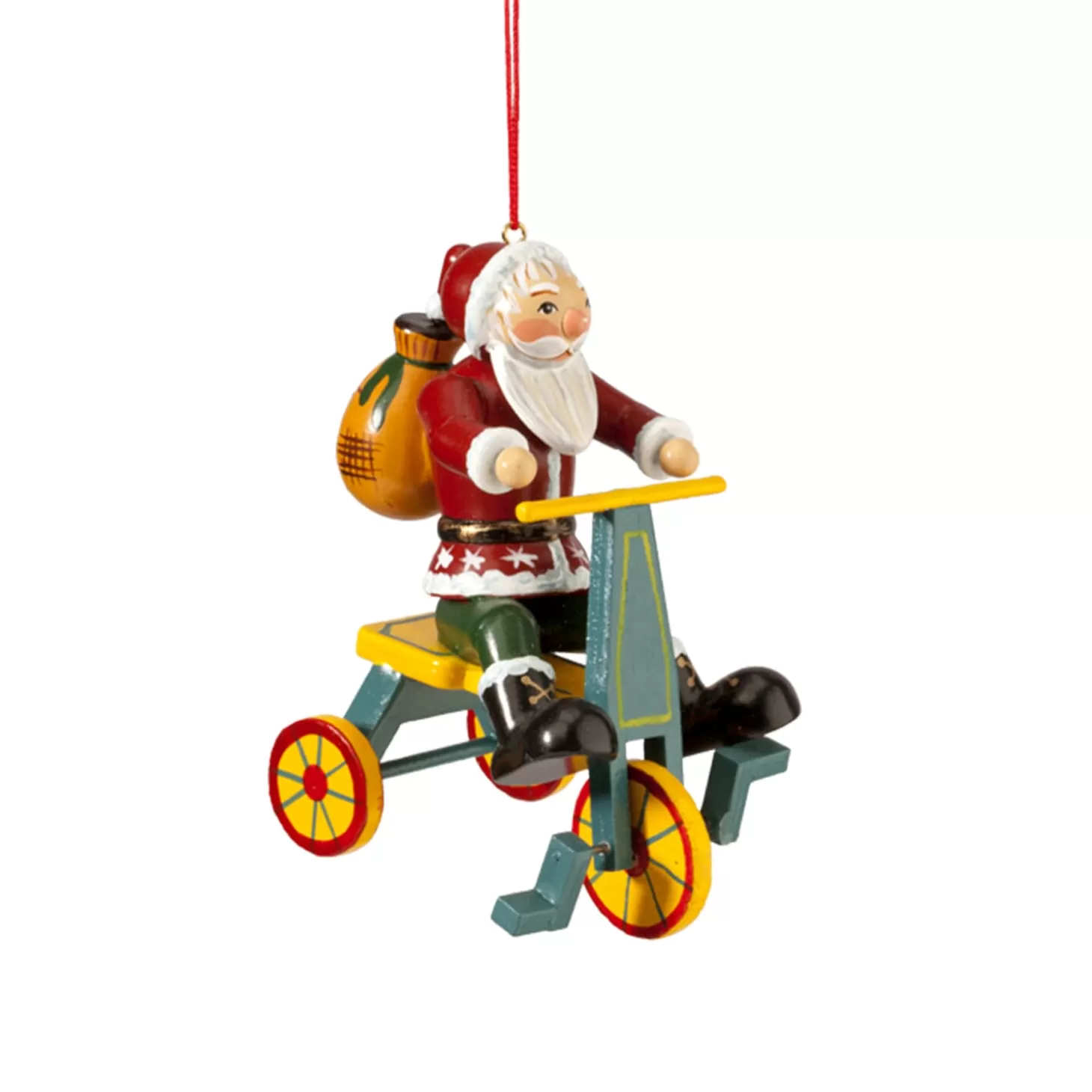 * Wood Tree Decorations>Santa On Tricycle