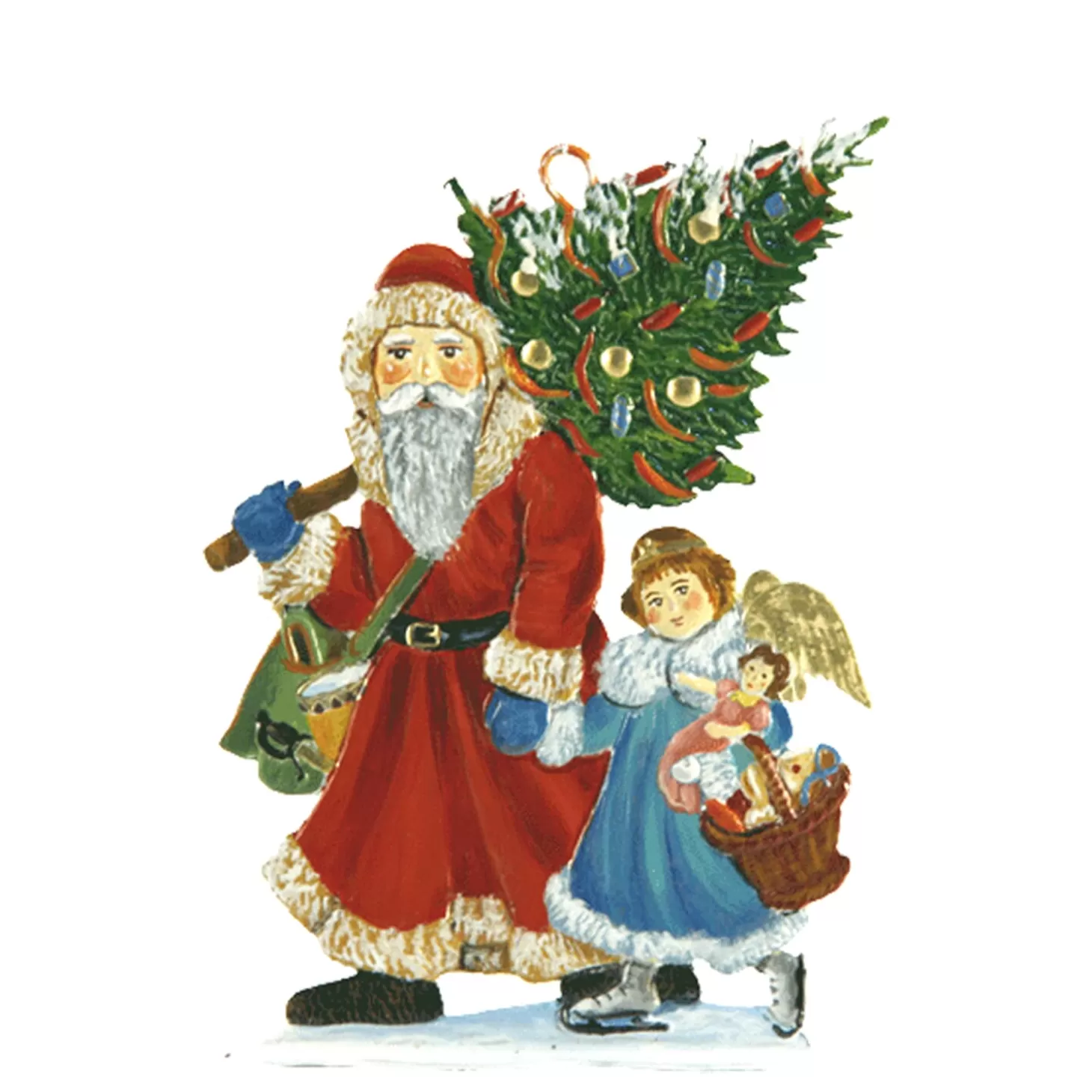 * Pewter Tree Decorations>Santa With Angel