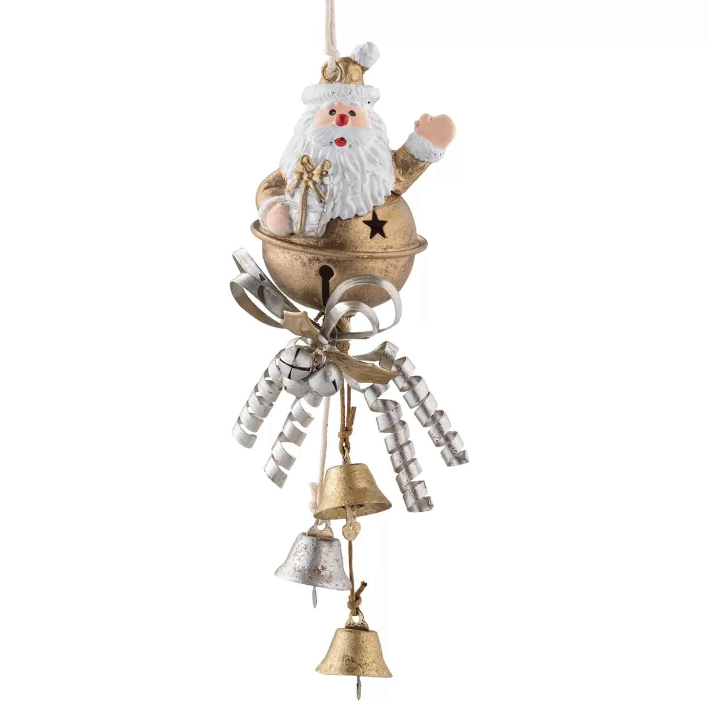 * Metal Tree Decorations>Santa With Bell