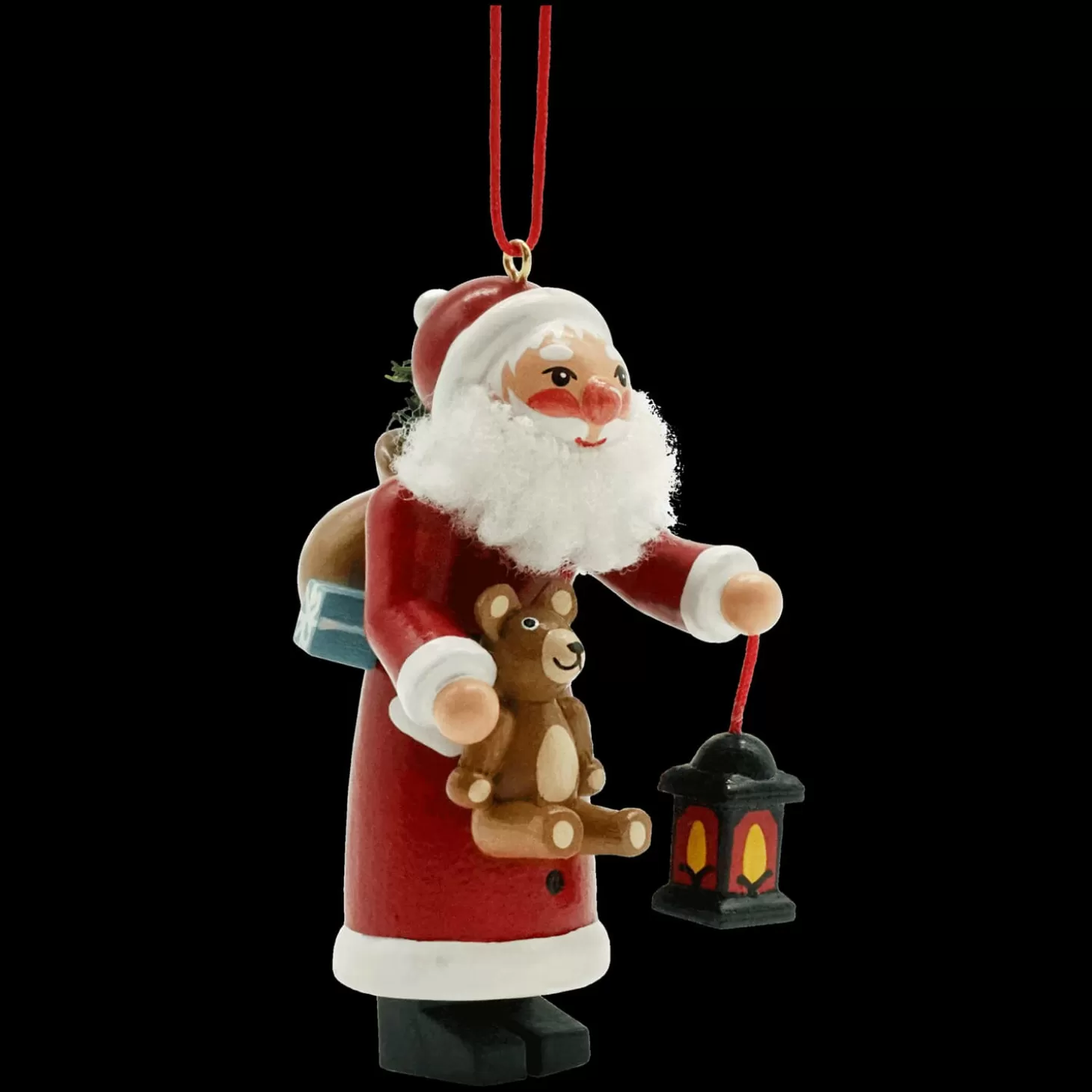 * Wood Tree Decorations>Santa With Lantern