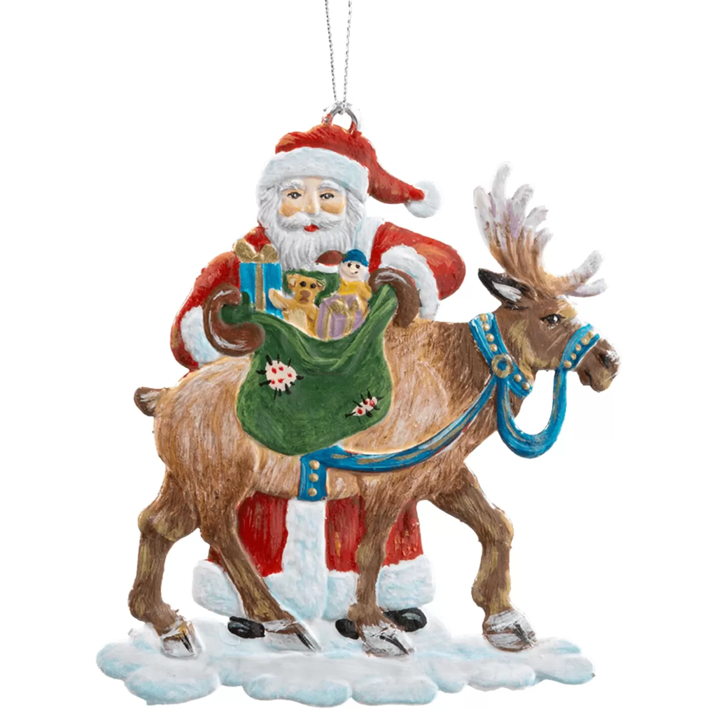 * Pewter Tree Decorations>Santa With Reindeer