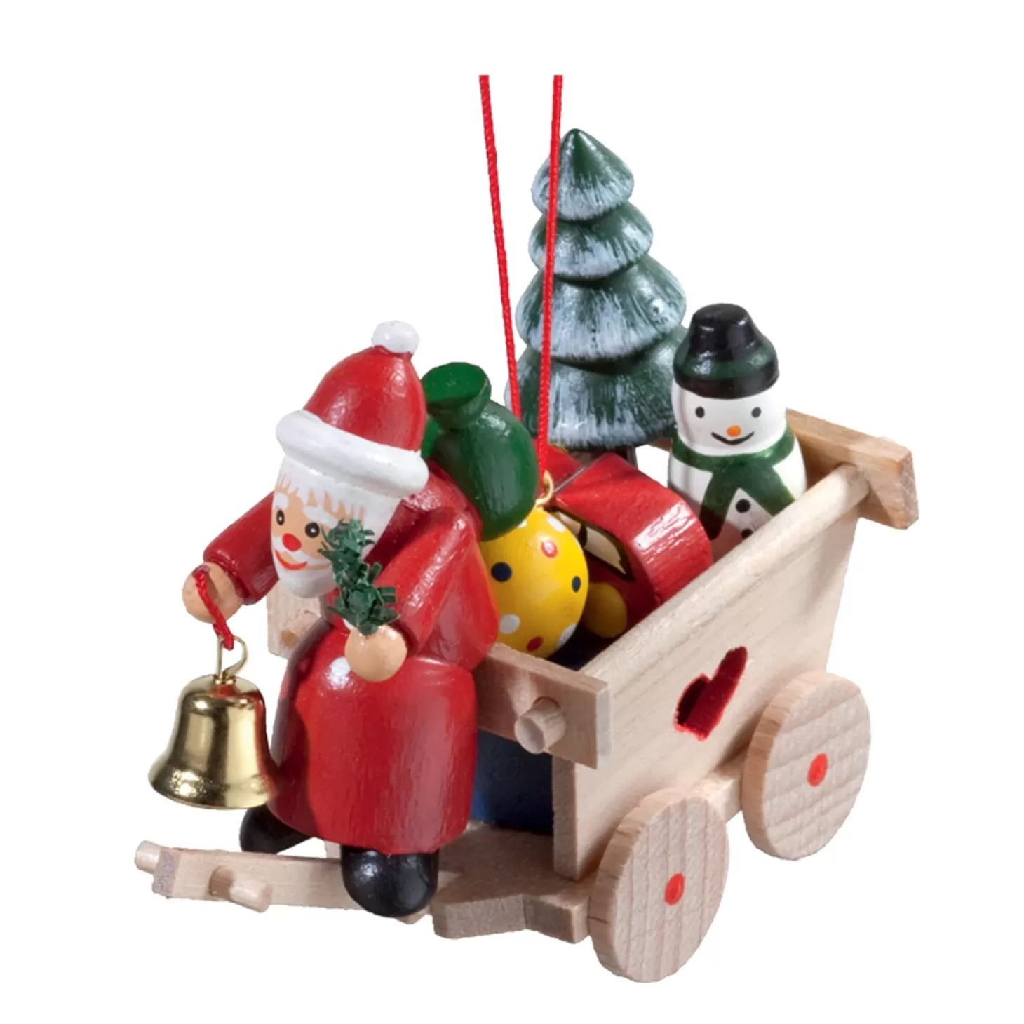 * Wood Tree Decorations>Santa's Gift Cart