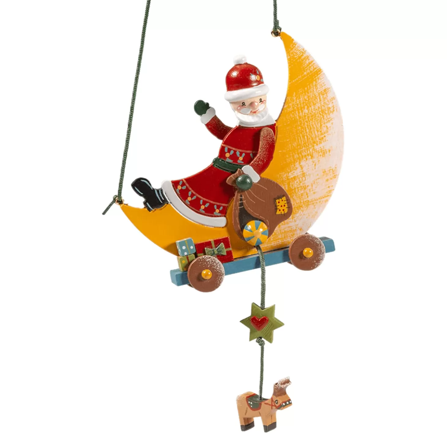 * Wood Tree Decorations>Santa's Moonride