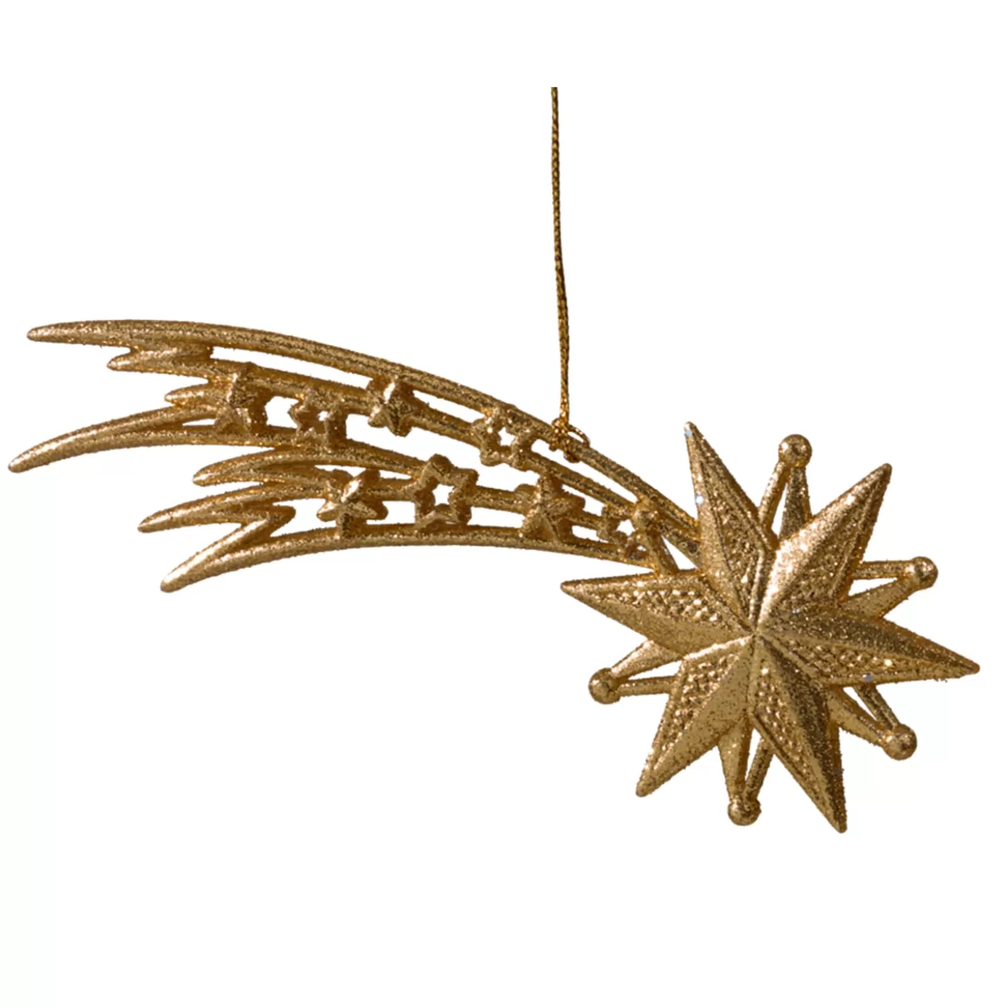 * Plastic Tree Decorations>Shooting Star With Gold Glitter