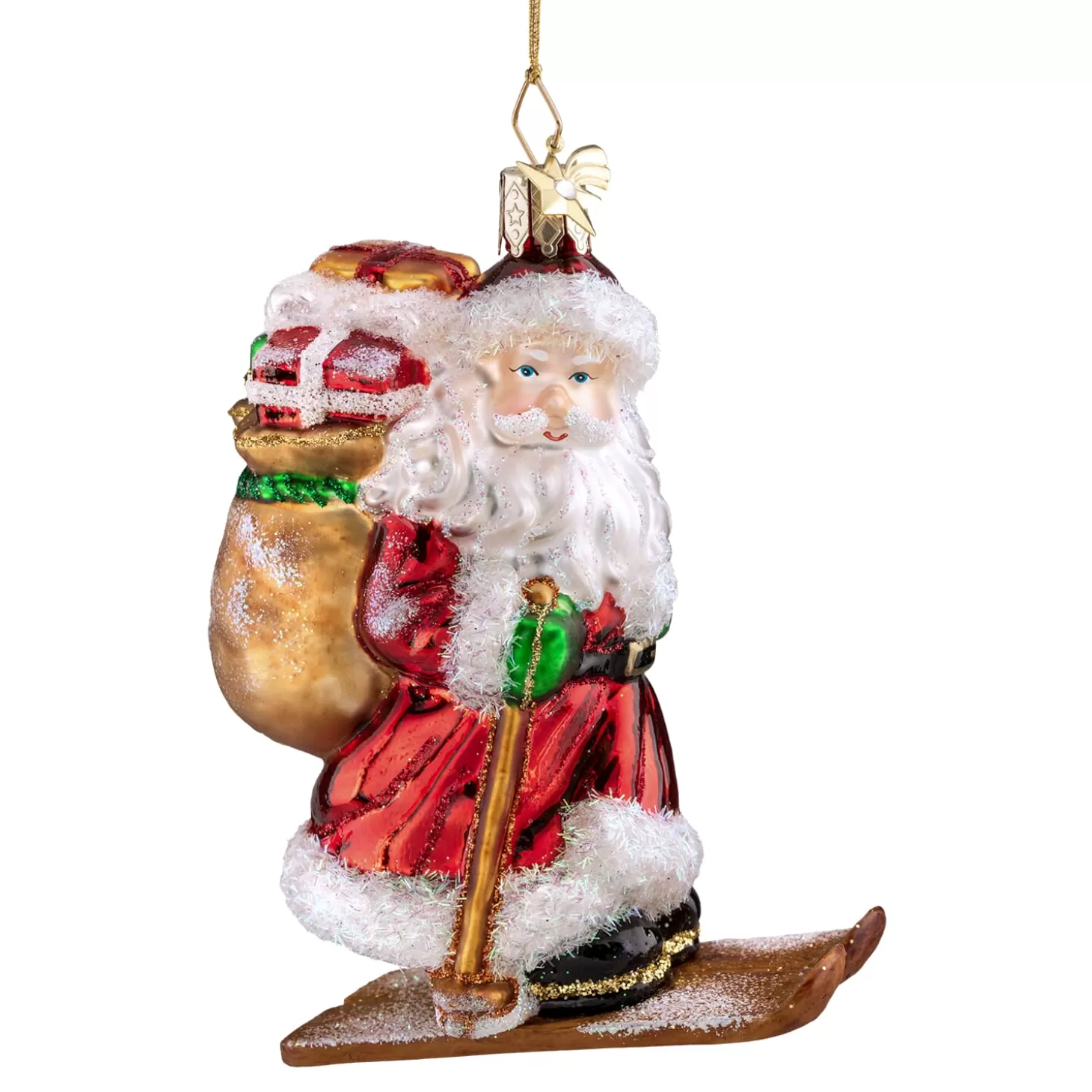 Poesie in Glas Glass Tree Decorations>Skiing Santa Claus