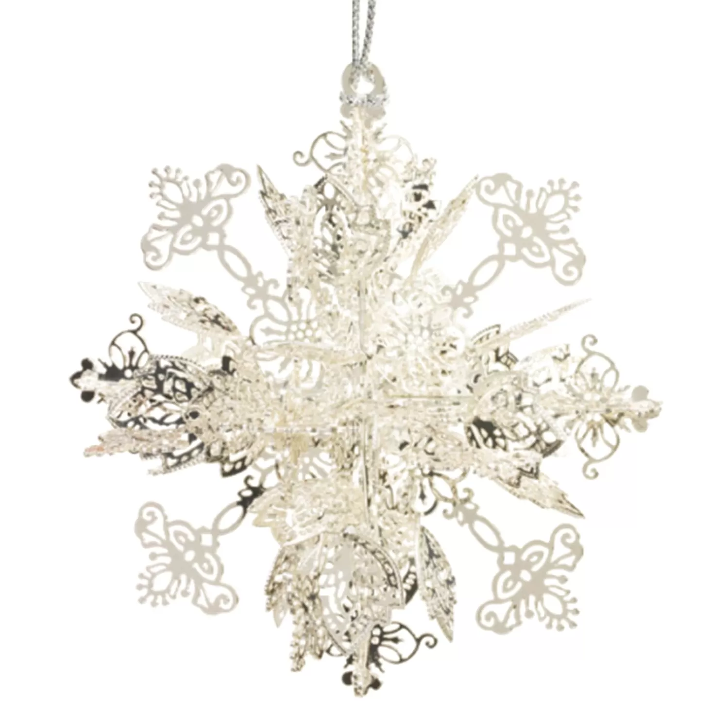 * Brass Tree Decorations>Snowflake, Silver-Plated