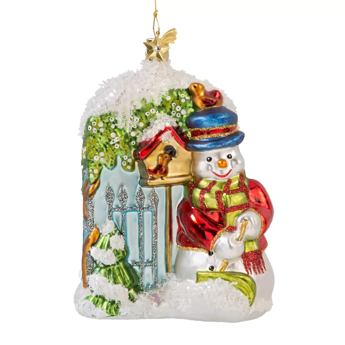 Poesie in Glas Glass Tree Decorations>Snowman At The Garden Gate