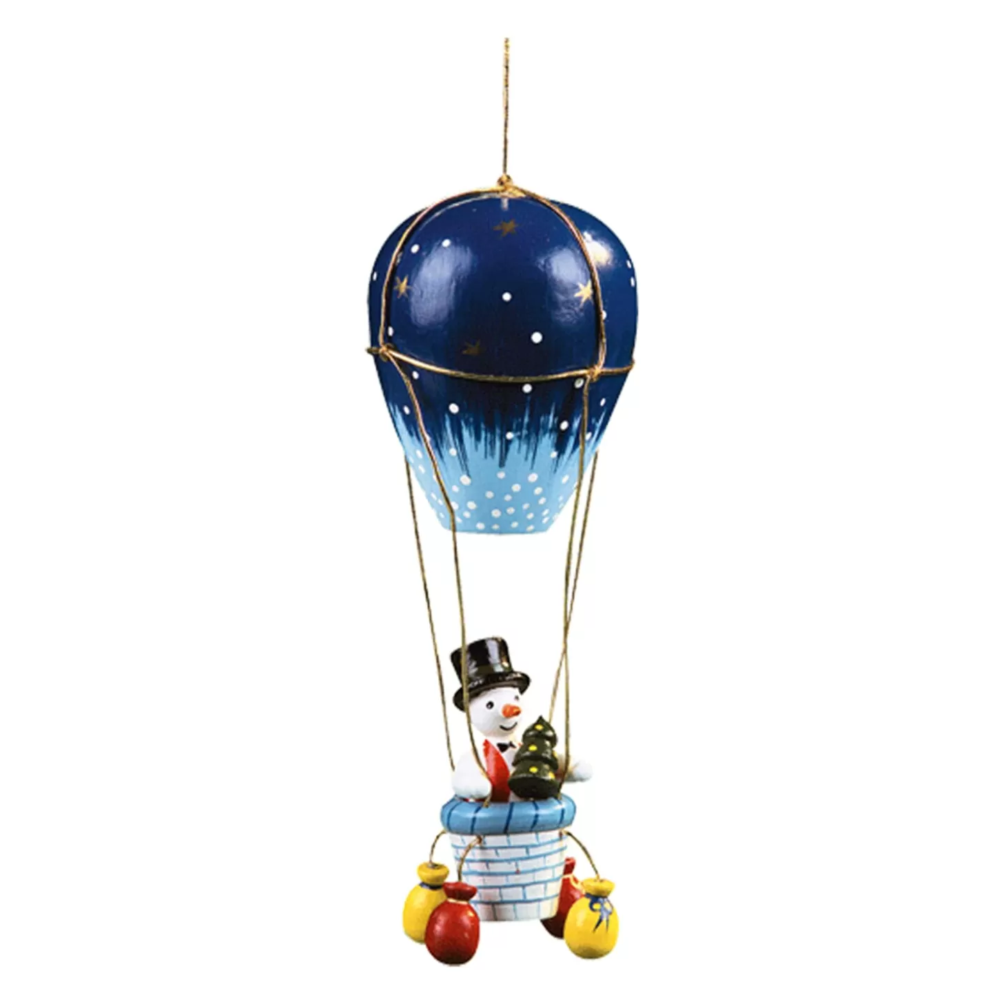 * Wood Tree Decorations>Snowman In Air Balloon