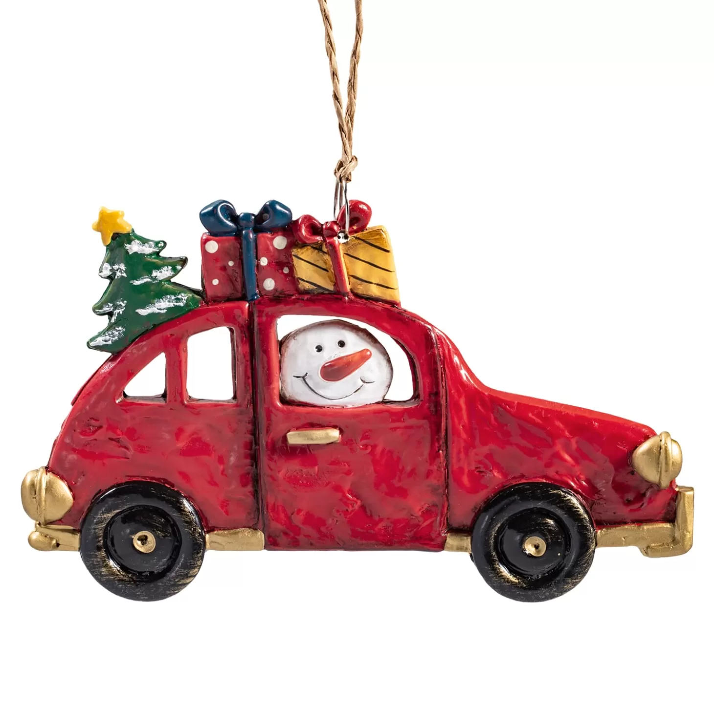 * Resin Tree Decorations>Snowman In Car