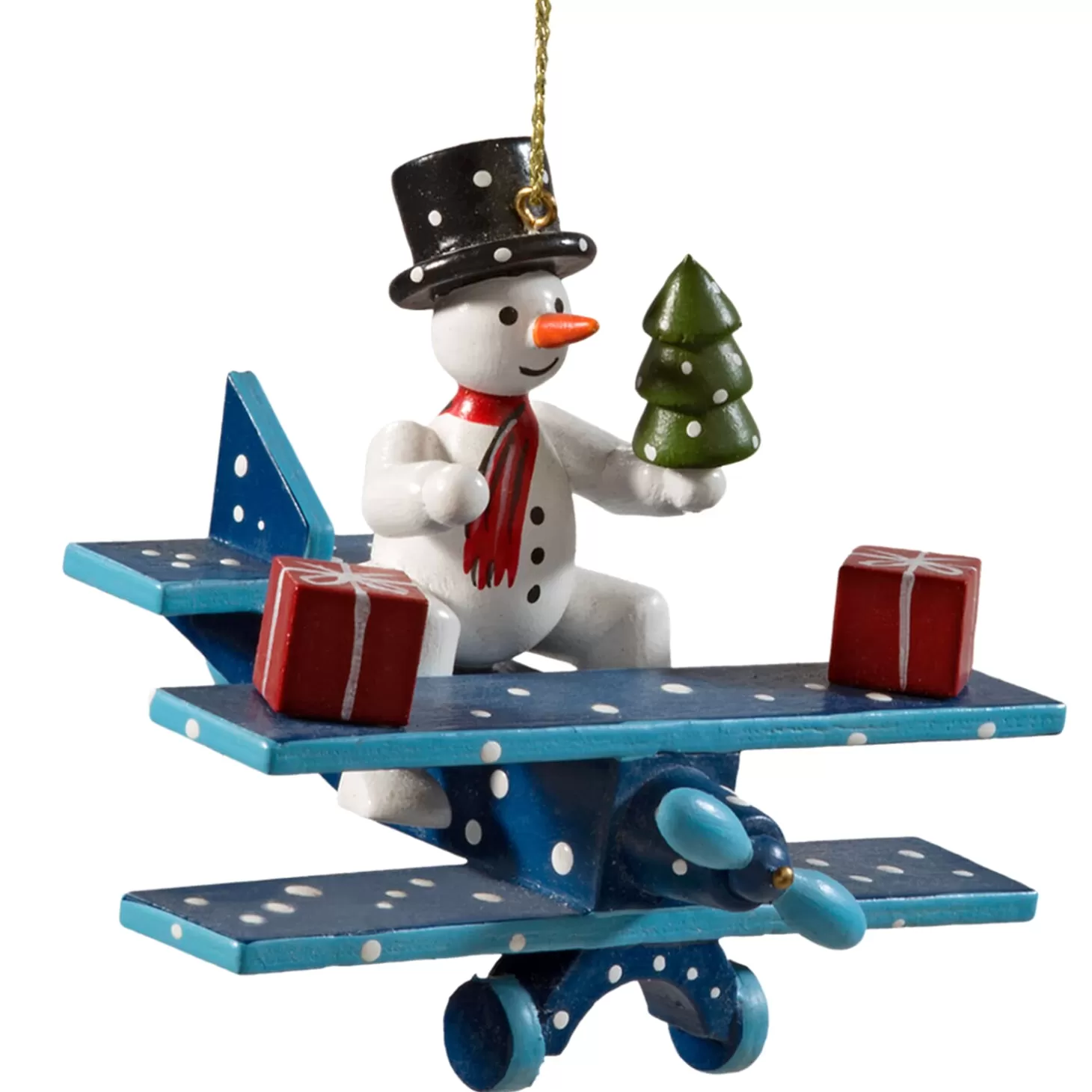 * Wood Tree Decorations>Snowman On Plane