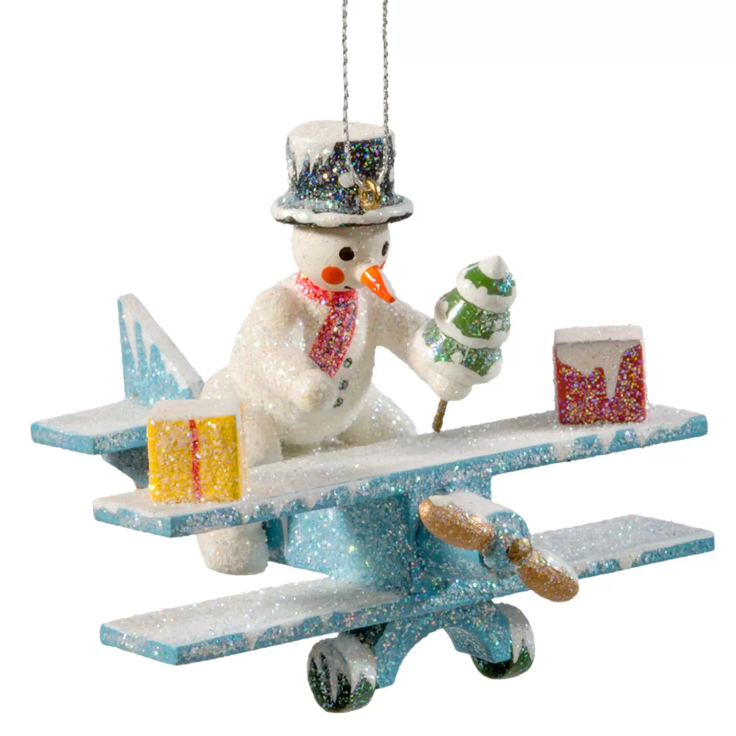 * Wood Tree Decorations>Snowman On Plane