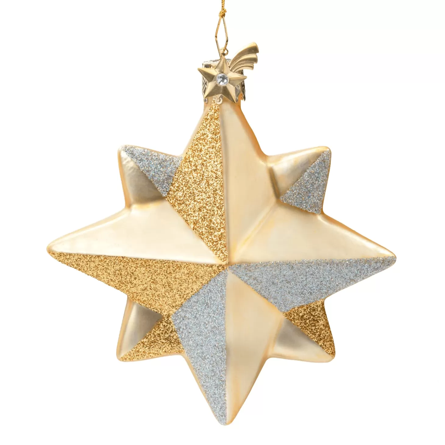 Poesie in Glas Glass Tree Decorations>Star Gold-Silver