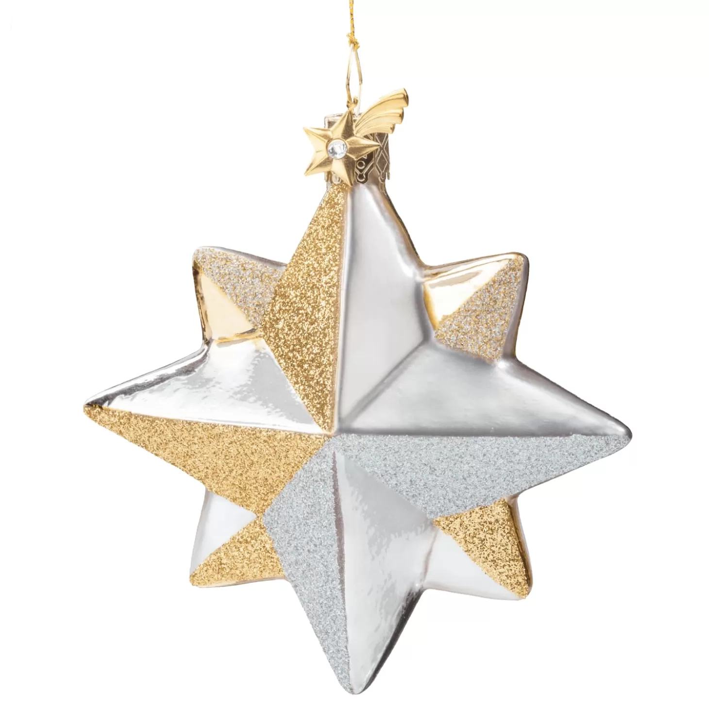 Poesie in Glas Glass Tree Decorations>Star Silver-Gold