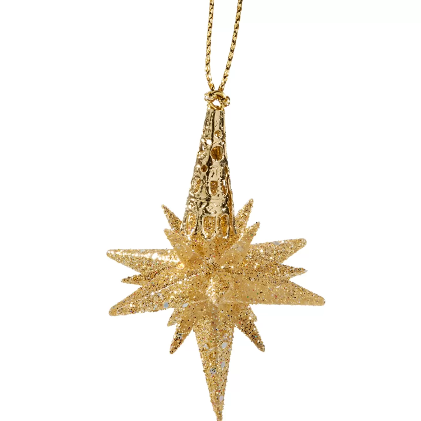 * Plastic Tree Decorations>Star With Glitter, Gold, 6 Cm