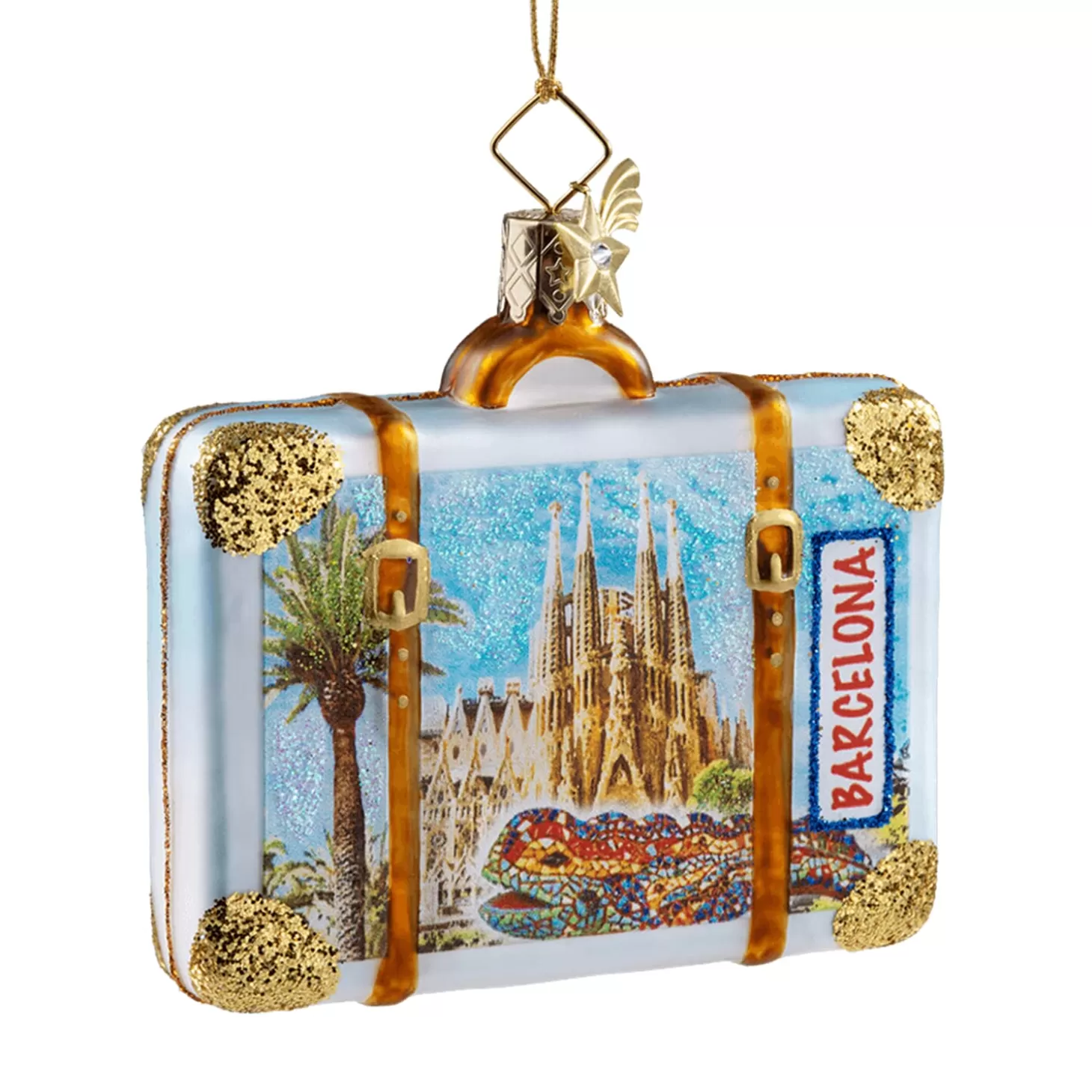 Poesie in Glas Glass Tree Decorations>Suitcase Barcelona