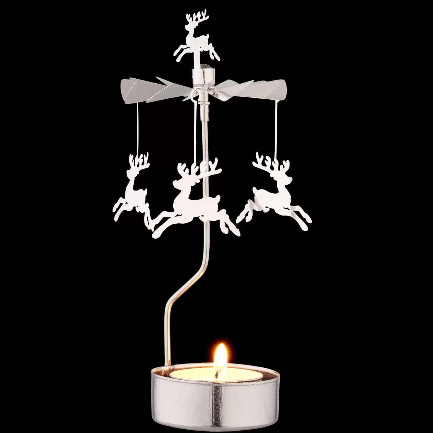 * Candle- & Tealight Holders>Tealight Carousel "Reindeers", Silver